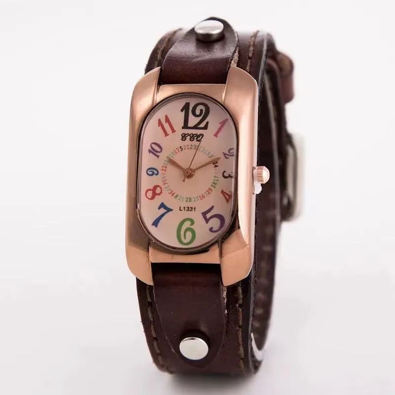 Trendy Vintage Genuine Leather  Watch