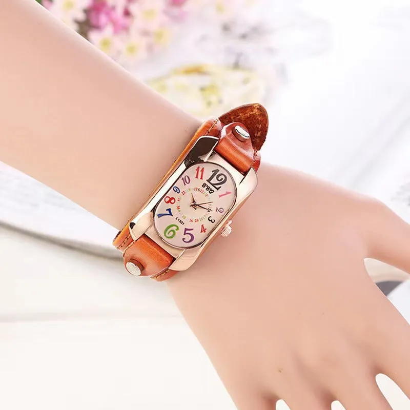 Trendy Vintage Genuine Leather  Watch