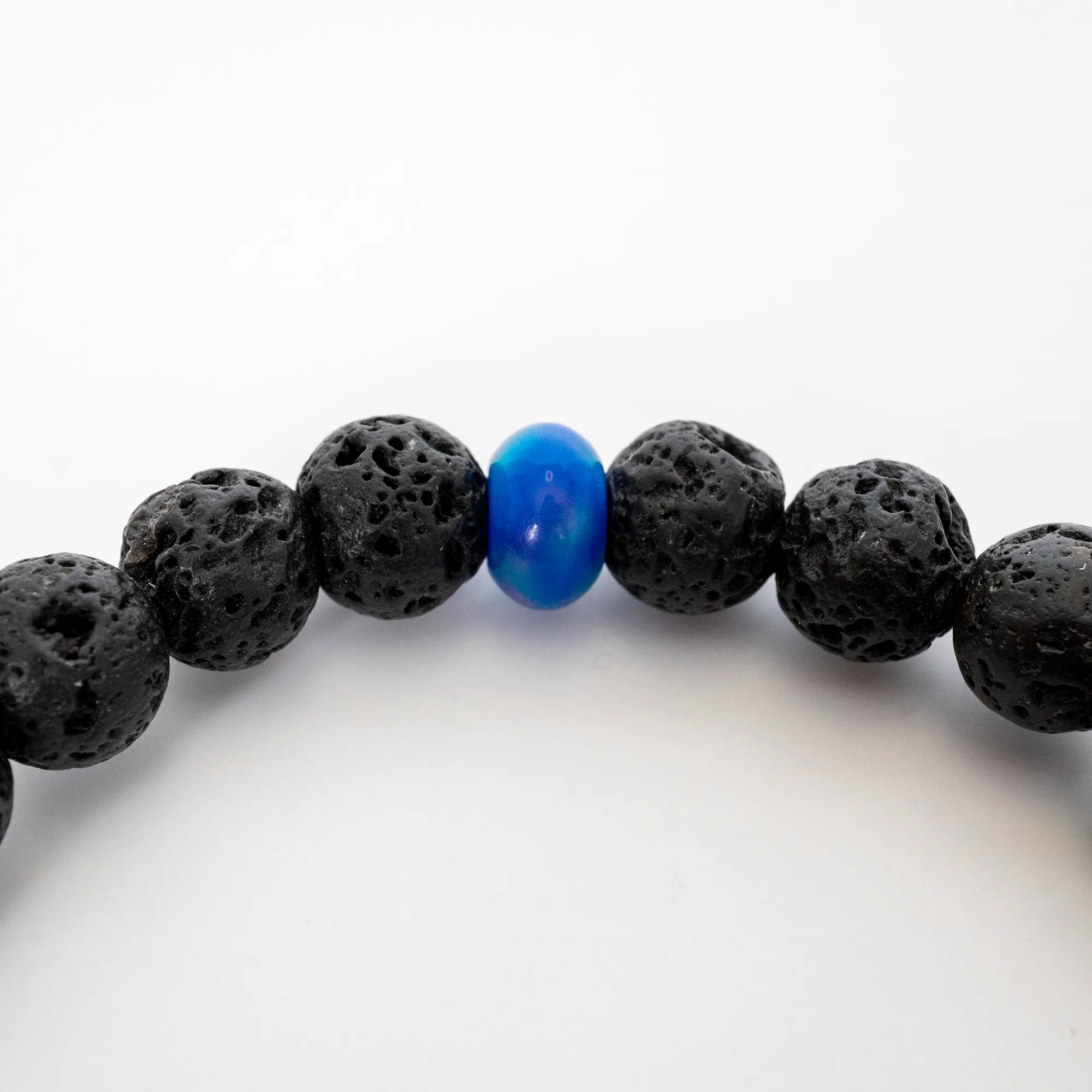 Twilight Opalescence & Lava Stone Beaded Bracelet