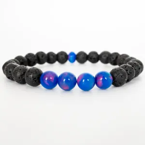 Twilight Opalescence & Lava Stone Beaded Bracelet