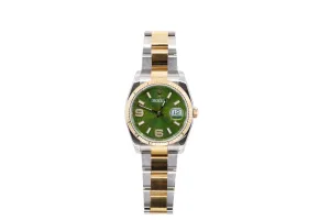 Two Tone Gold Rolex Datejust 40mm Green Dial