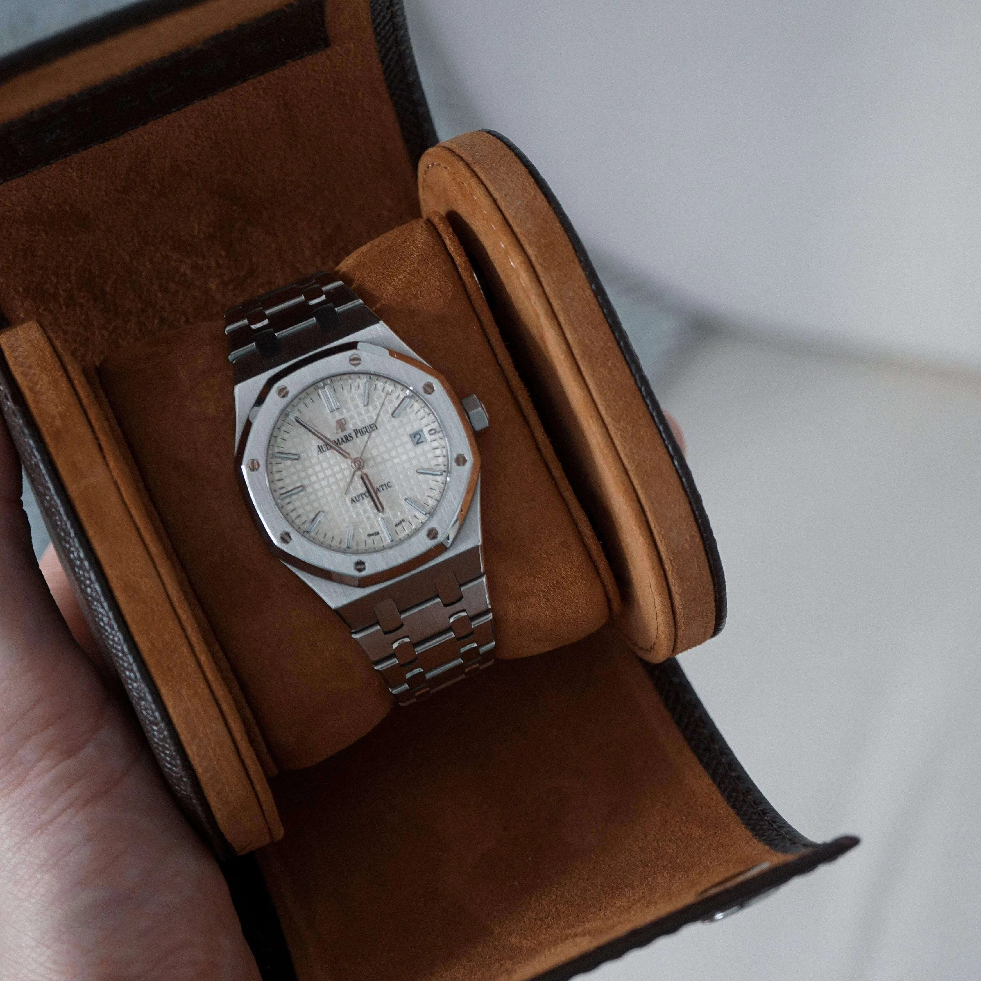 Uhrenrolle aus Leder für 1 Uhr [Braun]