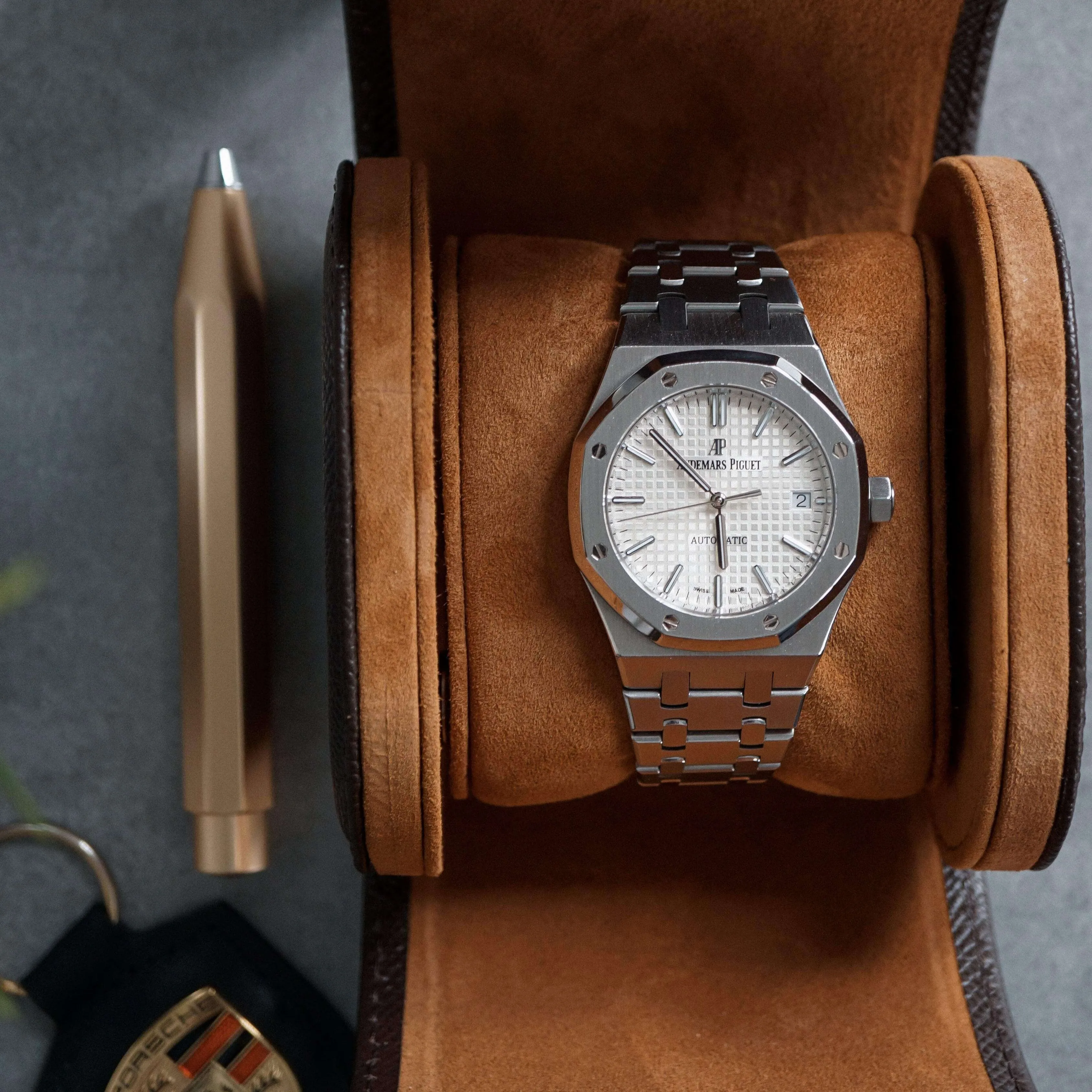 Uhrenrolle aus Leder für 1 Uhr [Braun]
