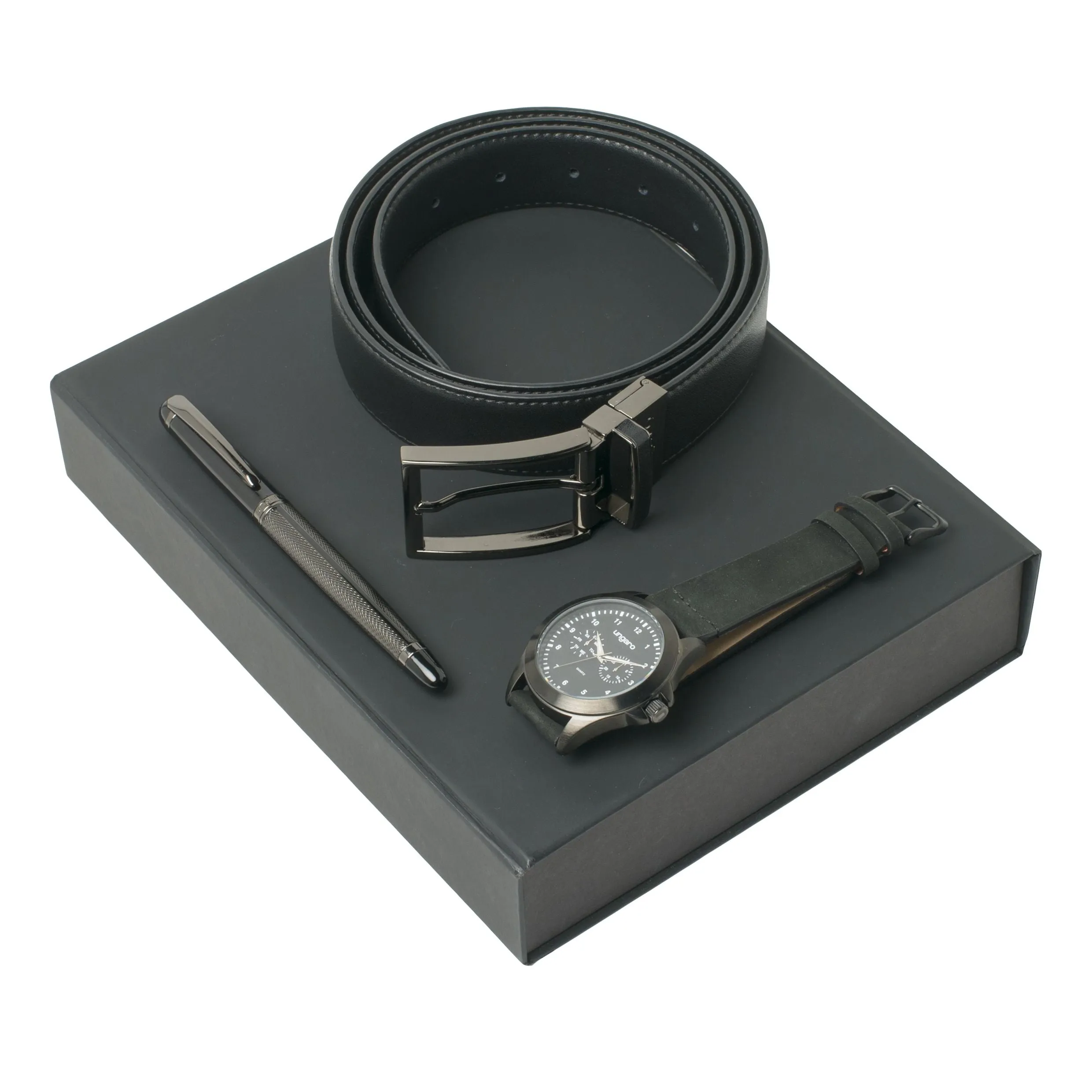 Ungaro UPBFR817A-Set Ungaro Black (rollerball pen, watch & belt)