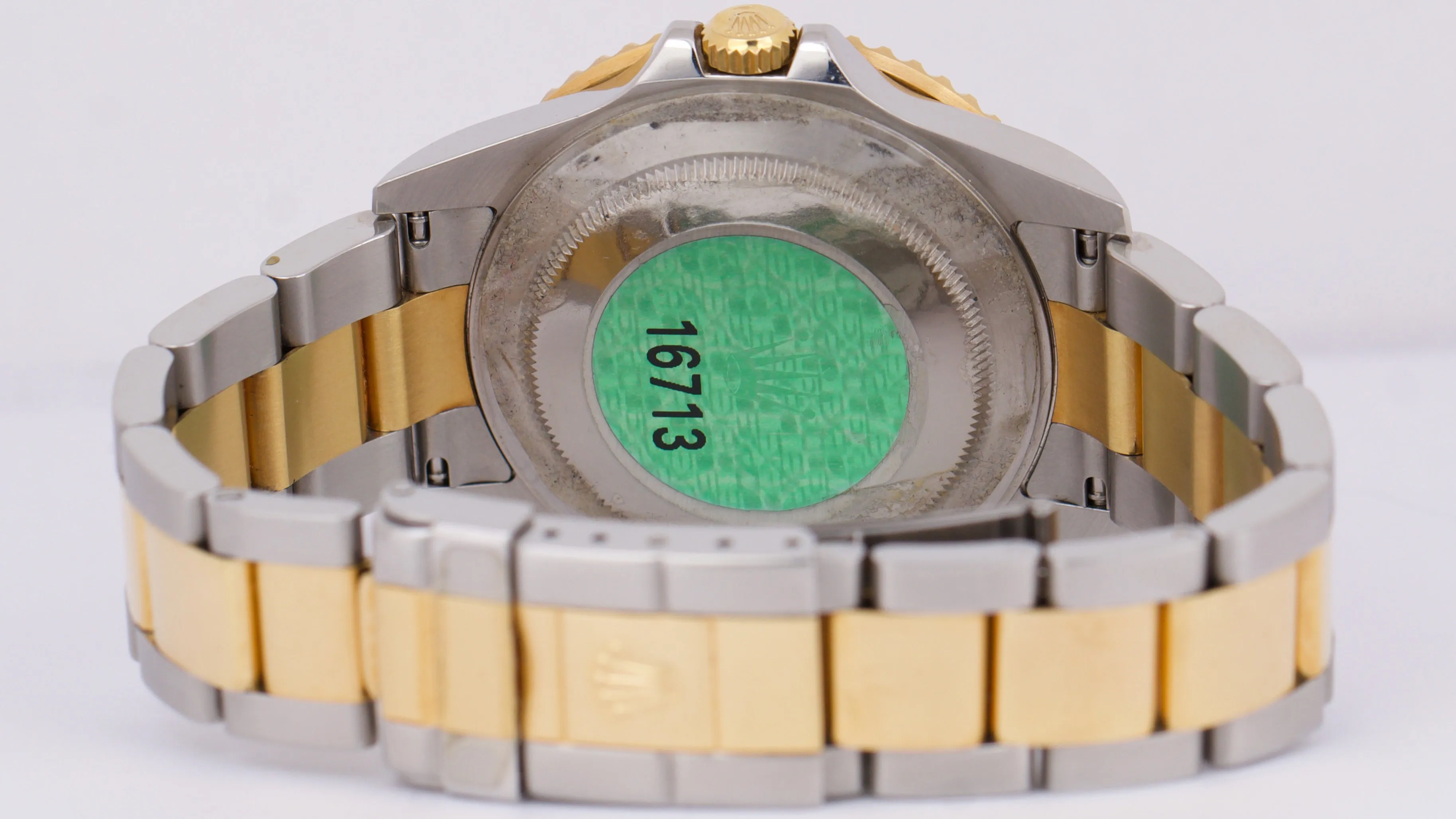 UNPOLISHED Rolex GMT-Master II NO-HOLES Black PAPERS 18K Gold 40mm 16713 BOX