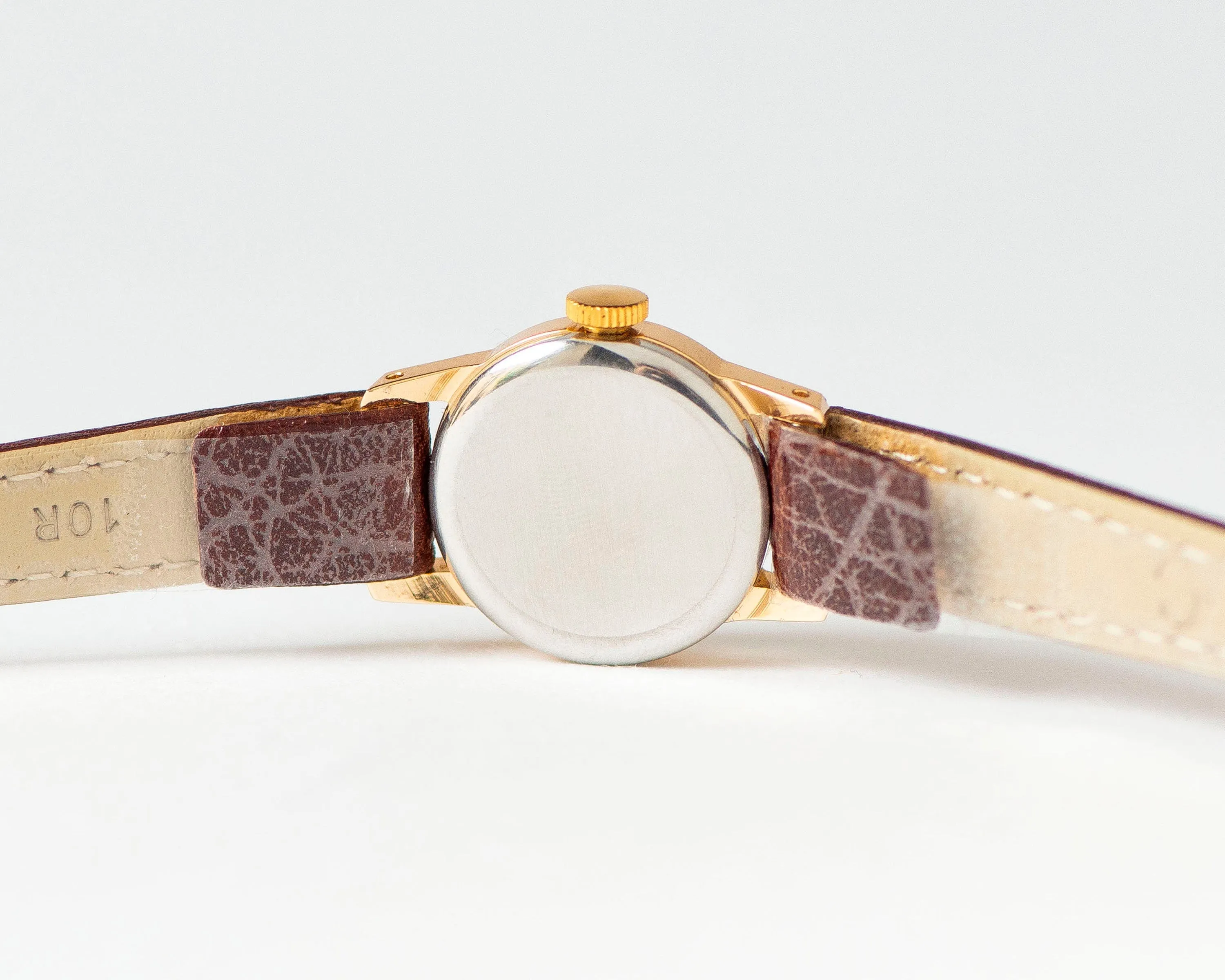 Unused lady's watch Glory gold plated, petite lady's watch vintage, classic wristwatch gift, jewelry for women rare new premium leather band