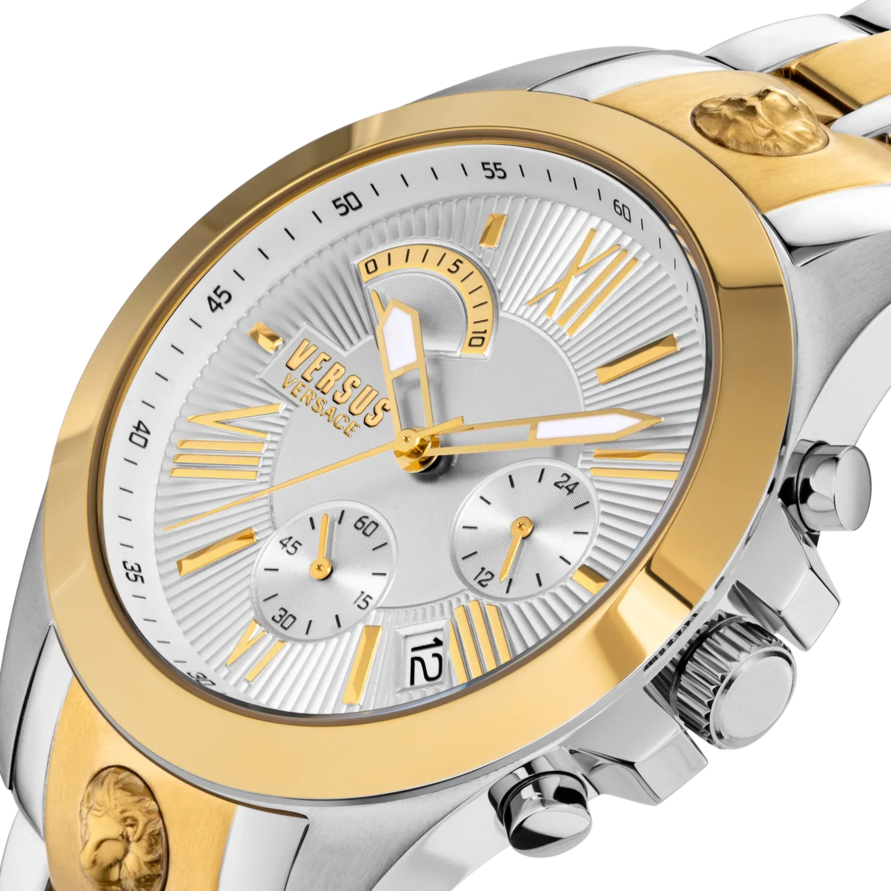 Versus Versace Chrono Lion Gents Silver Dial Two Tone Watch