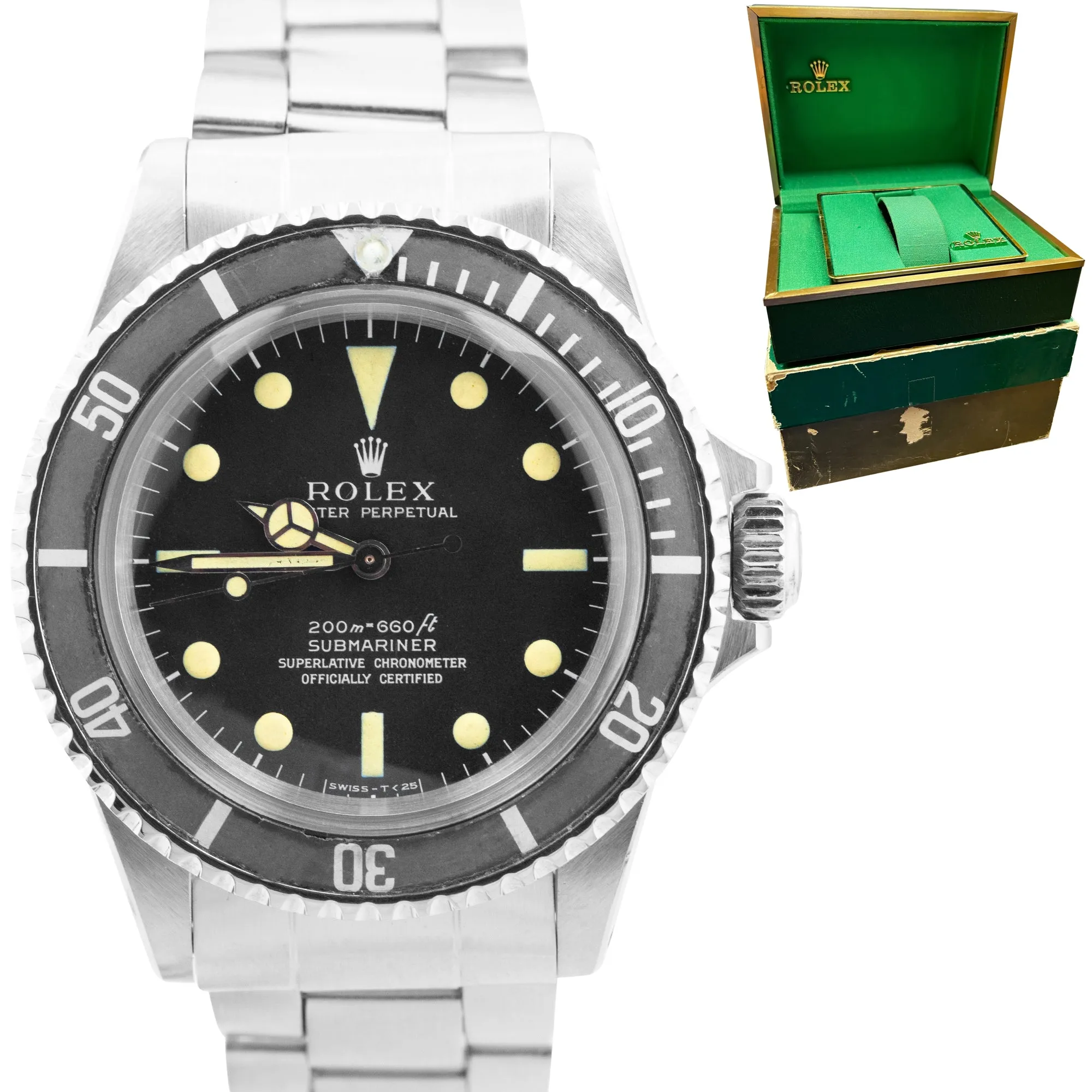 Vintage 1967 Rolex Submariner No-Date 40mm METERS FIRST 5512 Dial Watch BOX
