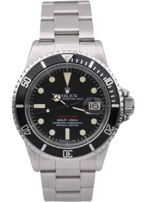 Vintage 1972 Rolex Submariner RED 1680 MK5 MKV 3.3X Stainless 40mm Watch