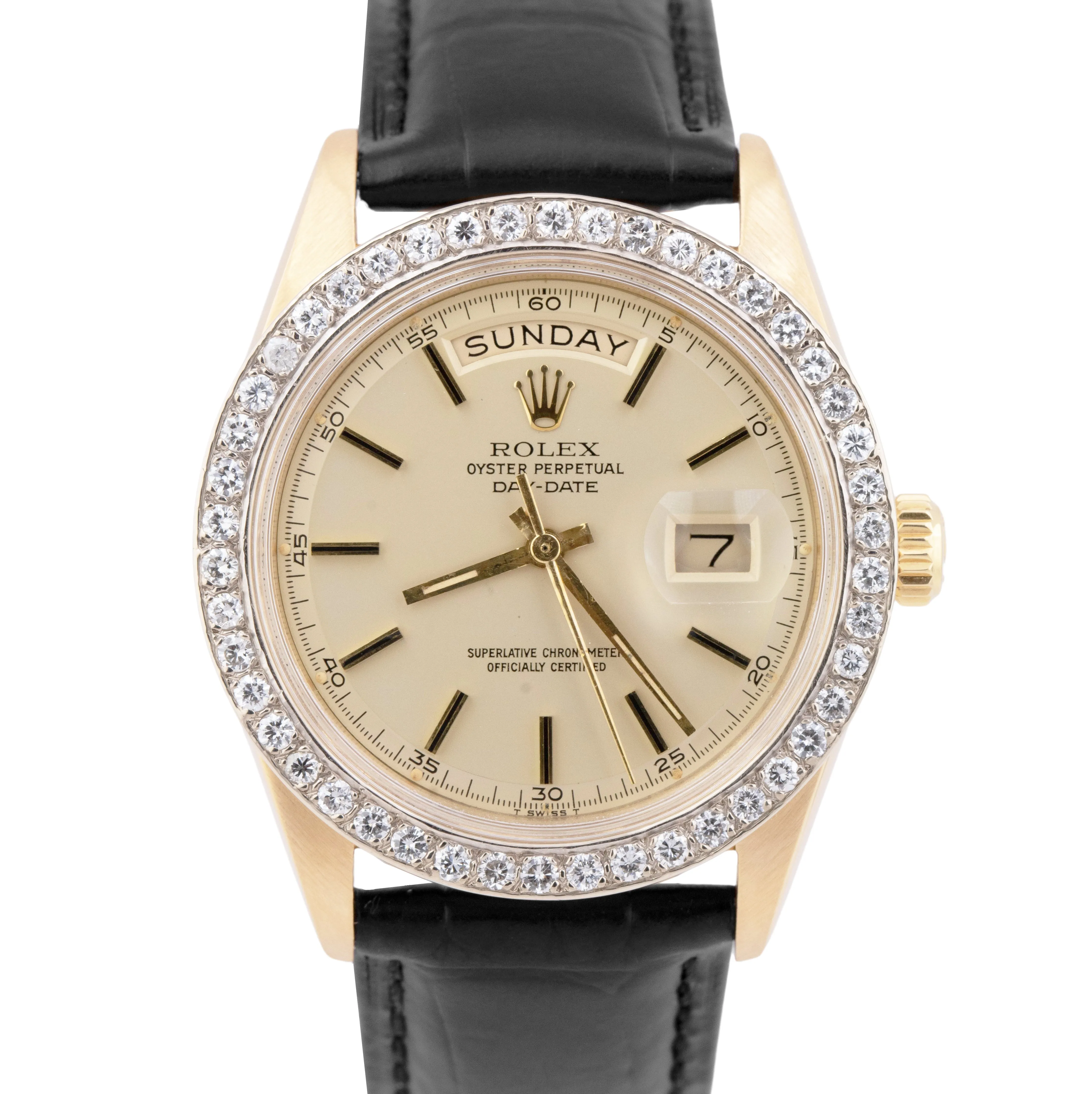 VINTAGE 1978 Rolex Day-Date President Pie-Pan 36mm Diamond 18K Gold 1803 Watch