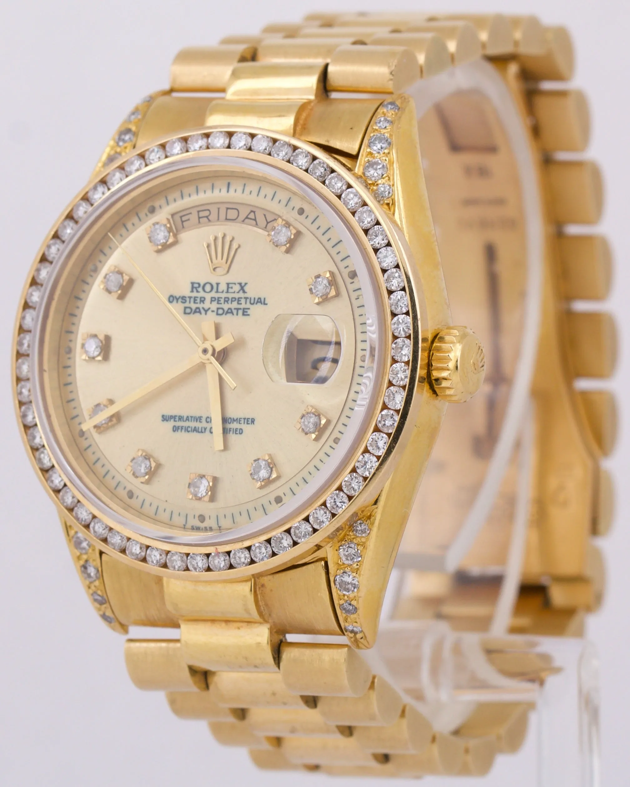VINTAGE 1979 Rolex Day-Date President CHAMPAGNE DIAMOND 36mm 18K Gold 1803 Watch