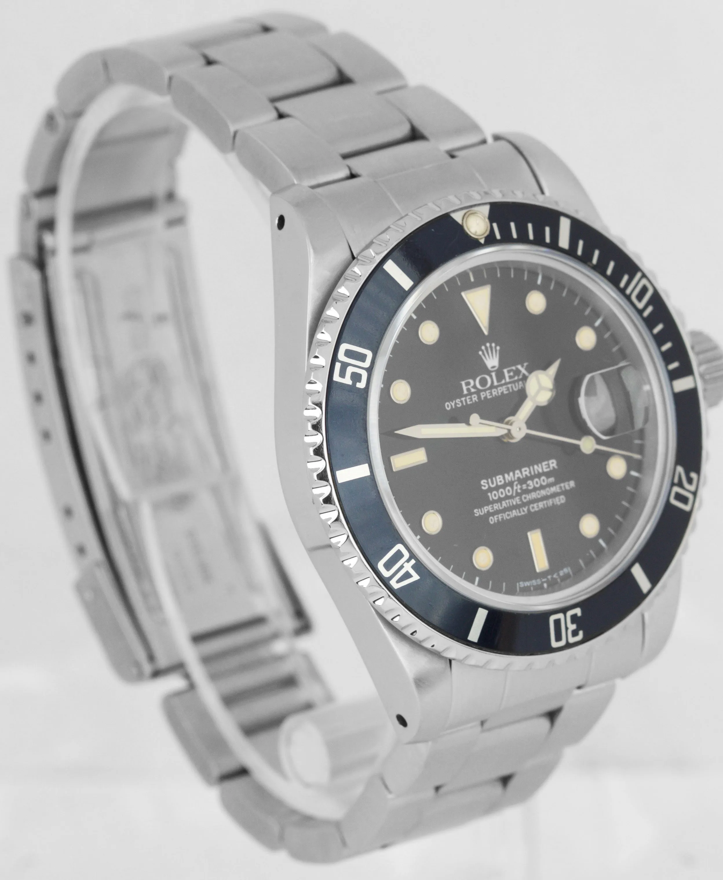 Vintage 1986 Rolex Submariner Date 16800 CREAM PATINA Stainless Steel 40mm Watch
