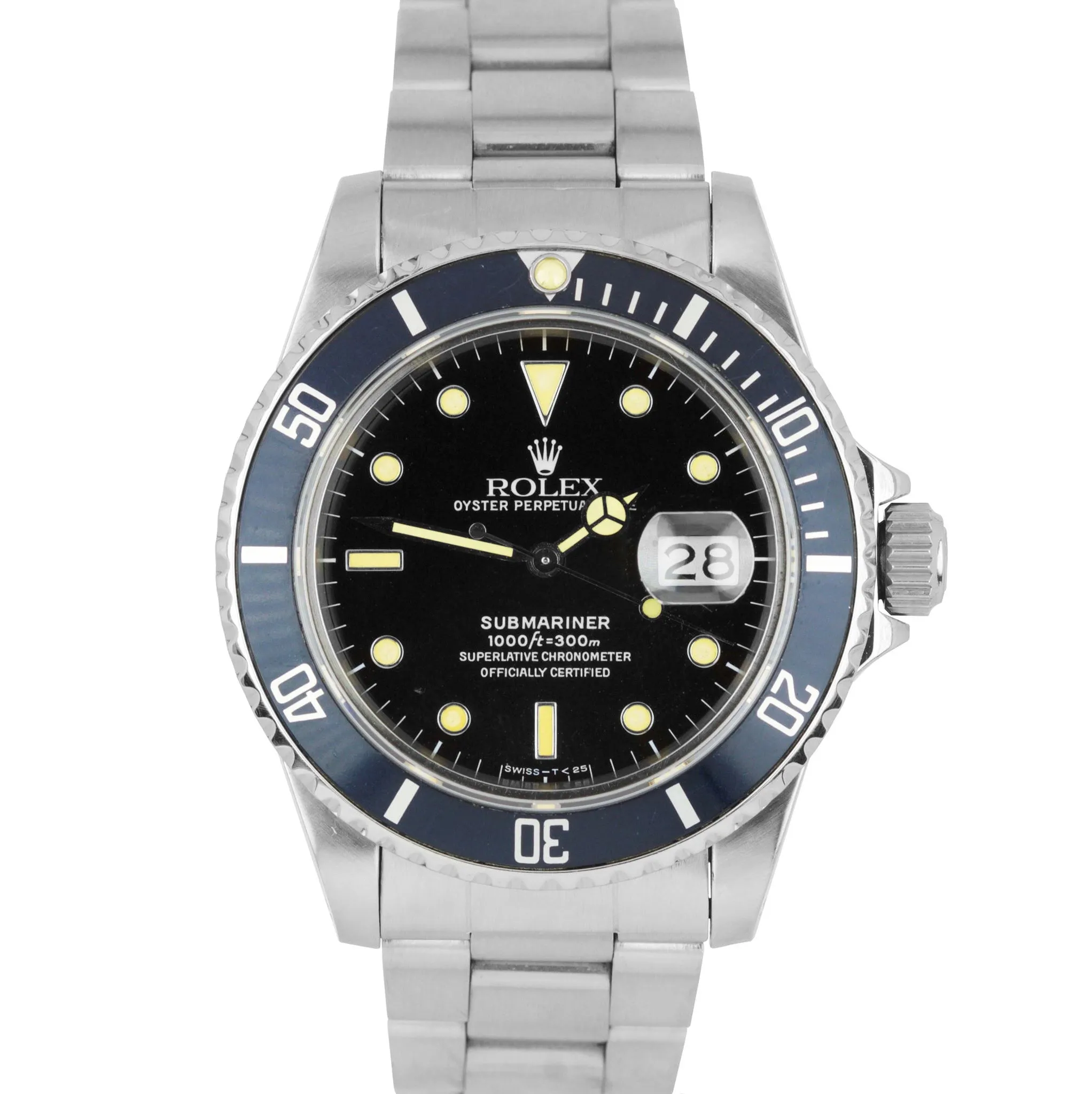 Vintage 1986 Rolex Submariner Date 16800 CREAM PATINA Stainless Steel 40mm Watch
