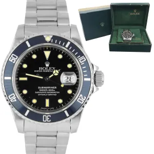 Vintage 1986 Rolex Submariner Date 16800 CREAM PATINA Stainless Steel 40mm Watch