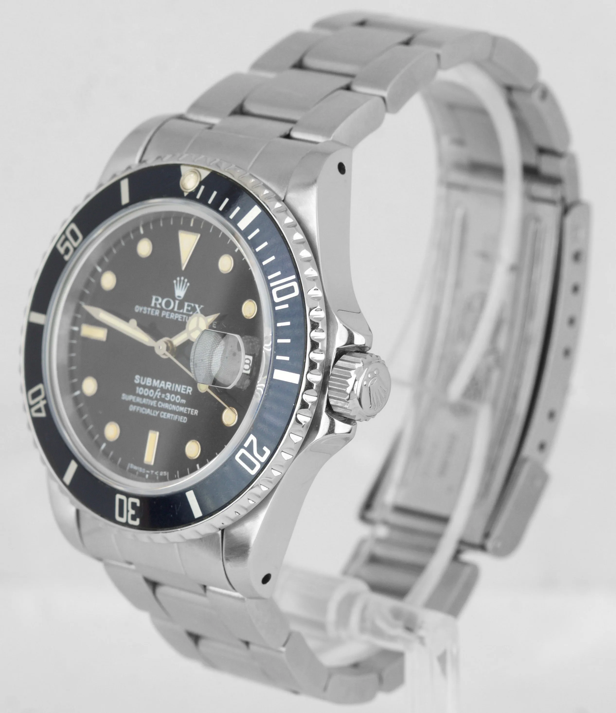 Vintage 1986 Rolex Submariner Date 16800 CREAM PATINA Stainless Steel 40mm Watch