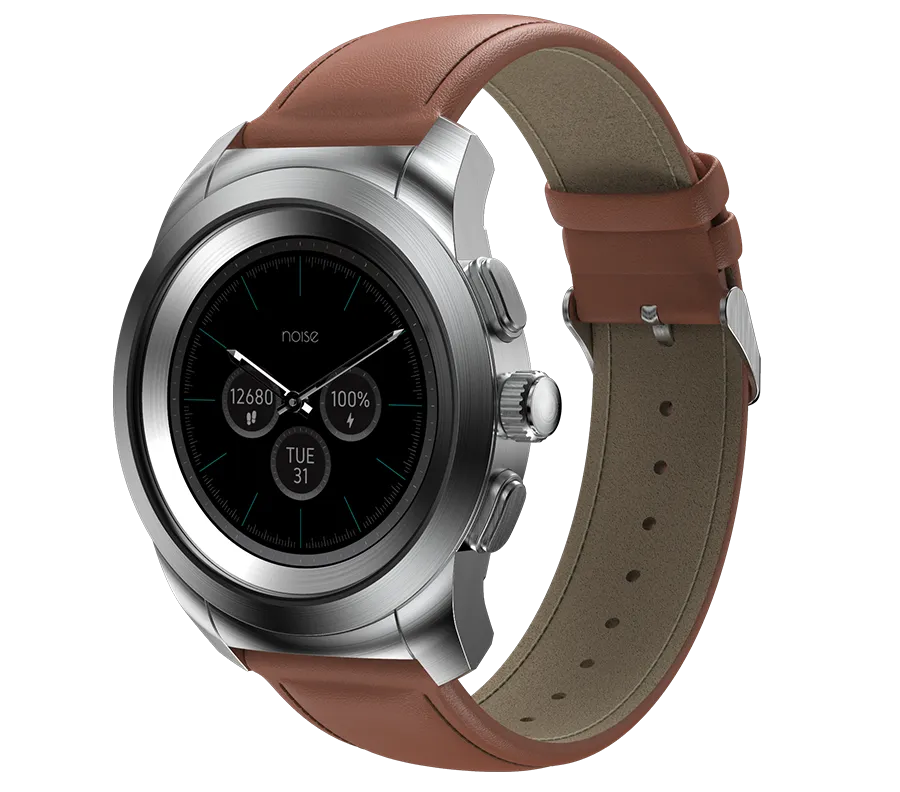 (Vintage Brown) Strap Hybrid NoiseFit AI-powered Smart Heavy reduction Fusion with Watch Leather