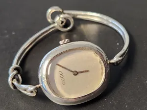 Vintage Gucci Sterling Silver Manual Wind Ladies Watch