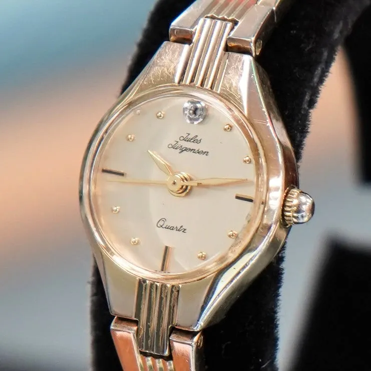 Vintage Ladies JULES JURGENSEN Wristwatch Diamond Dial 3208CH - Original Bracelet