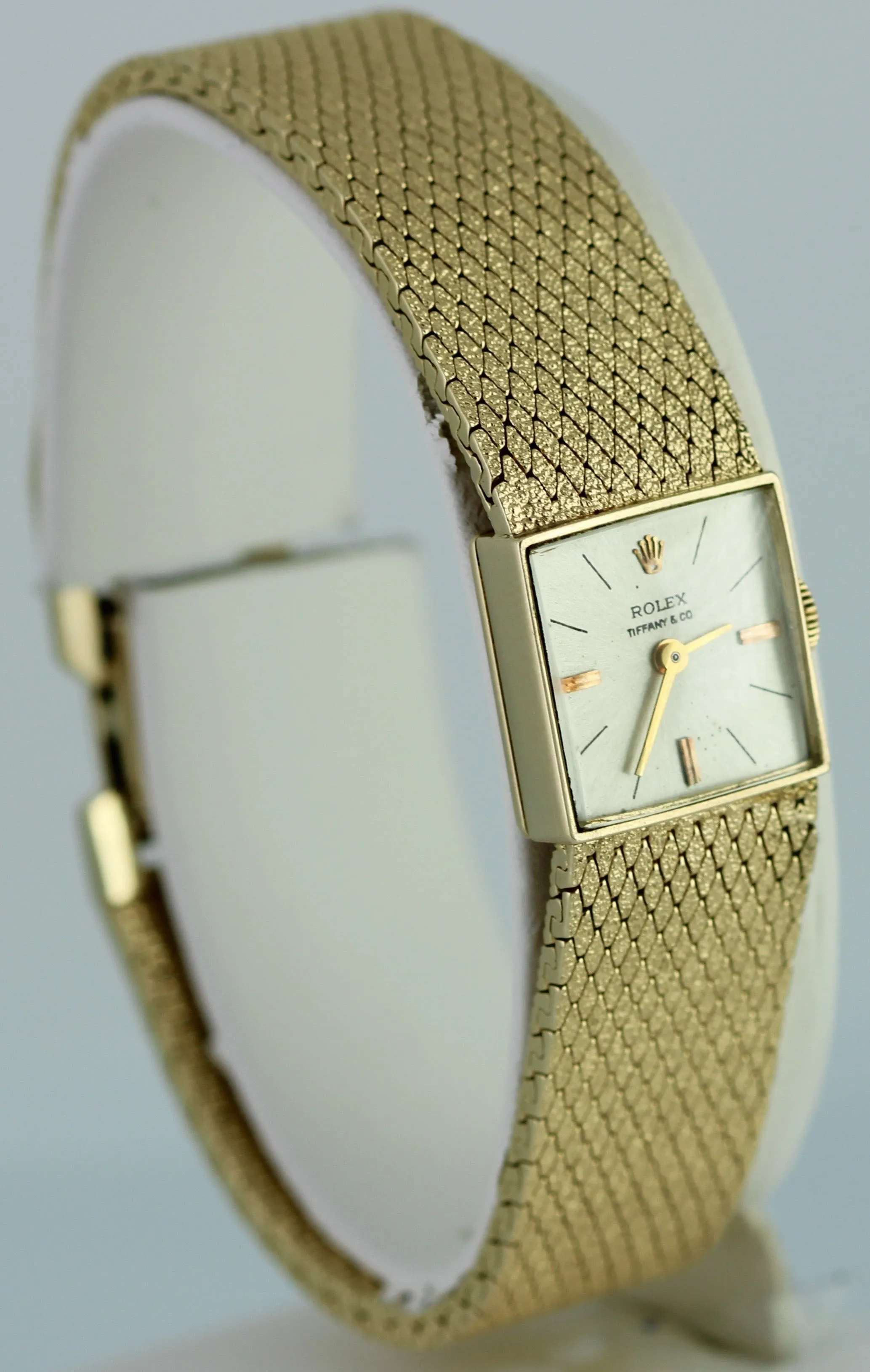 Vintage Ladies Rolex Cocktail 14K Yellow Gold 15mm Tiffany & Co Dial