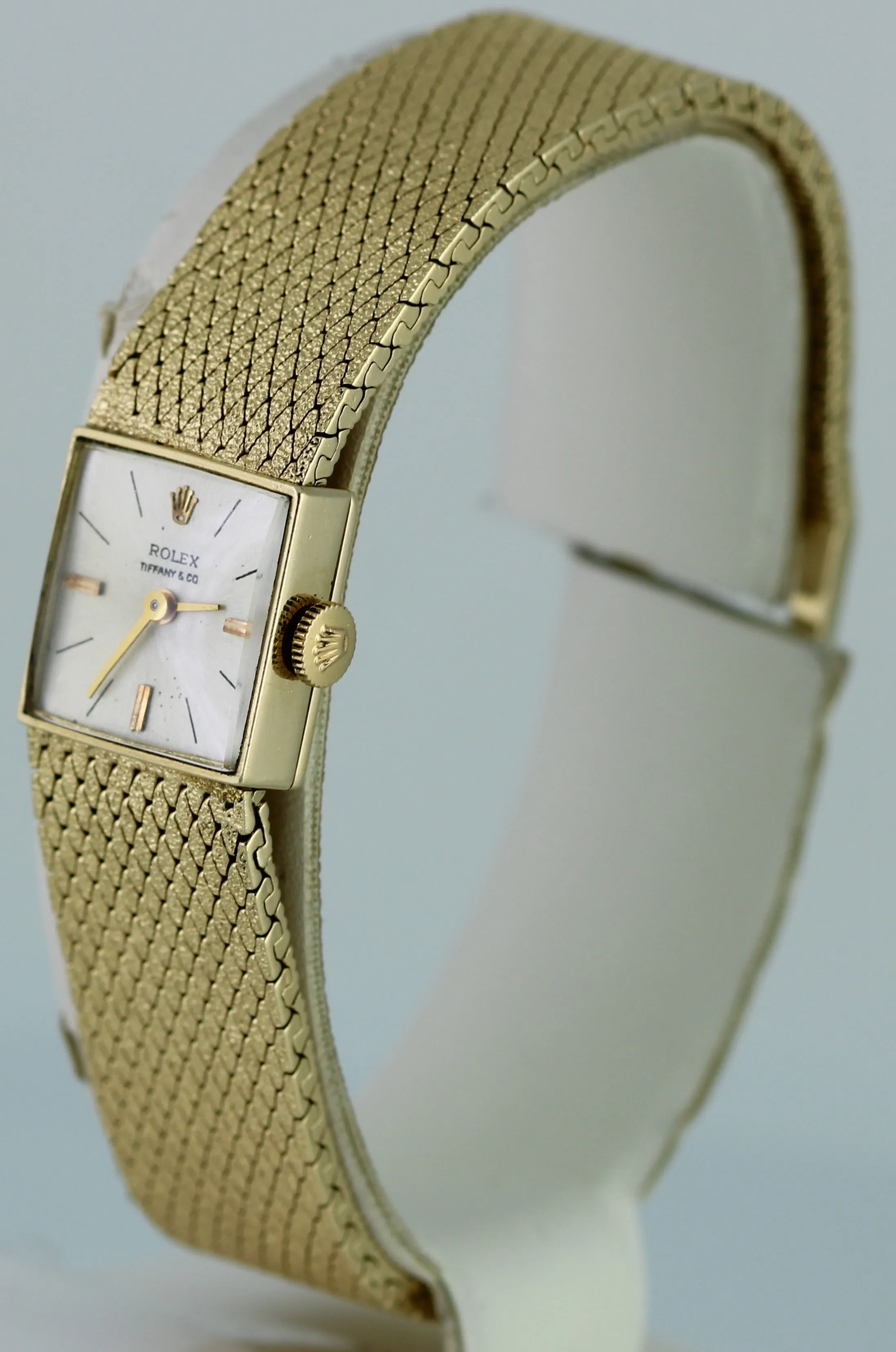 Vintage Ladies Rolex Cocktail 14K Yellow Gold 15mm Tiffany & Co Dial