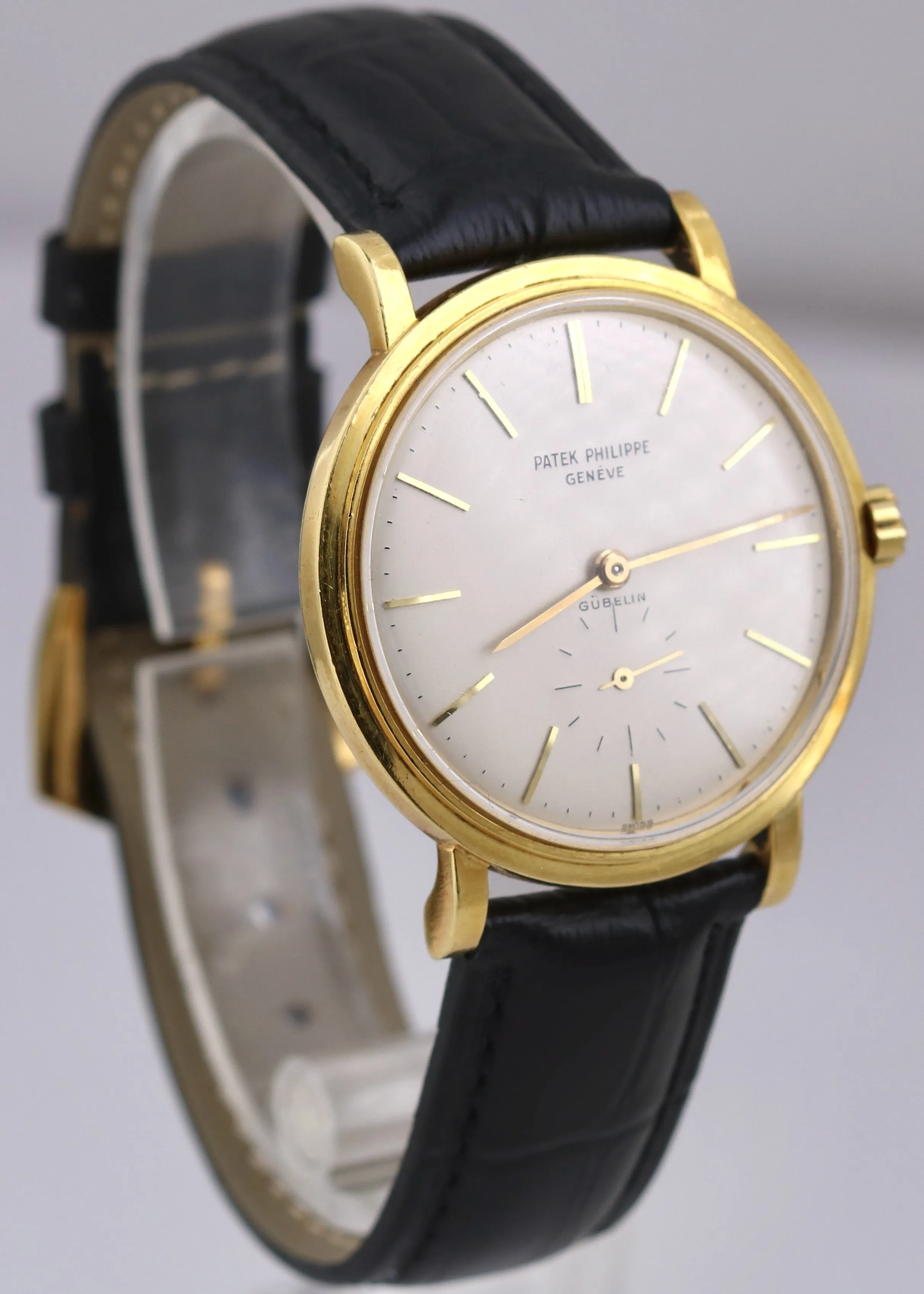 VINTAGE Patek Philippe Calatrava Gubelin 35mm 18K Yellow Gold Ivory Leather 3429