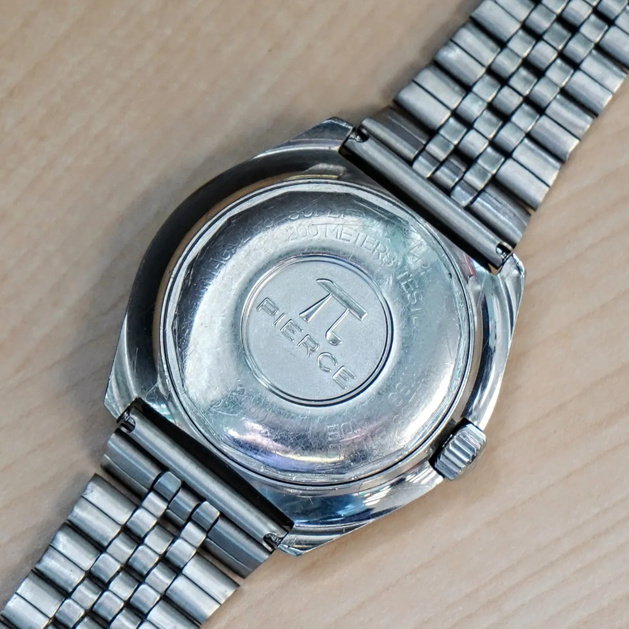 Vintage PIERCE Diver Automatic Watch 2000 Intercosmos Date Indicator Swiss Made Wristwatch ALL S.S.