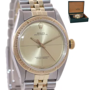Vintage Rolex 6582 Oyster Perpetual Yellow Gold Bezel Steel Zephyr Jubilee Watch