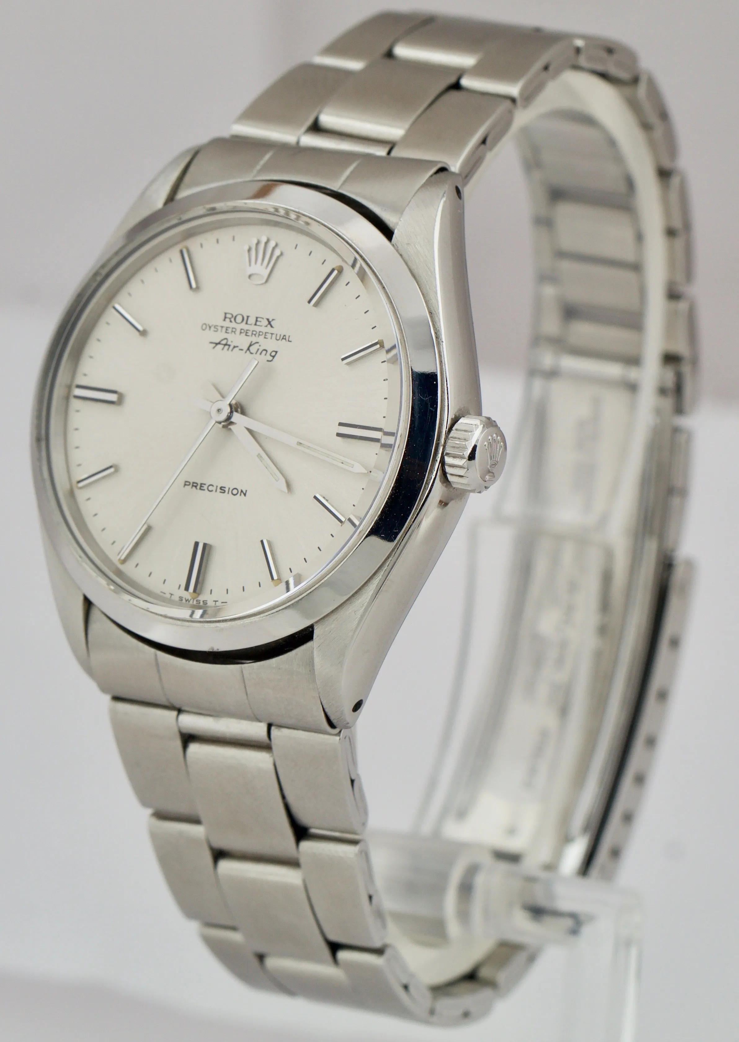 Vintage Rolex Air King Silver Stainless Steel 34mm Oyster Automatic Watch 5500