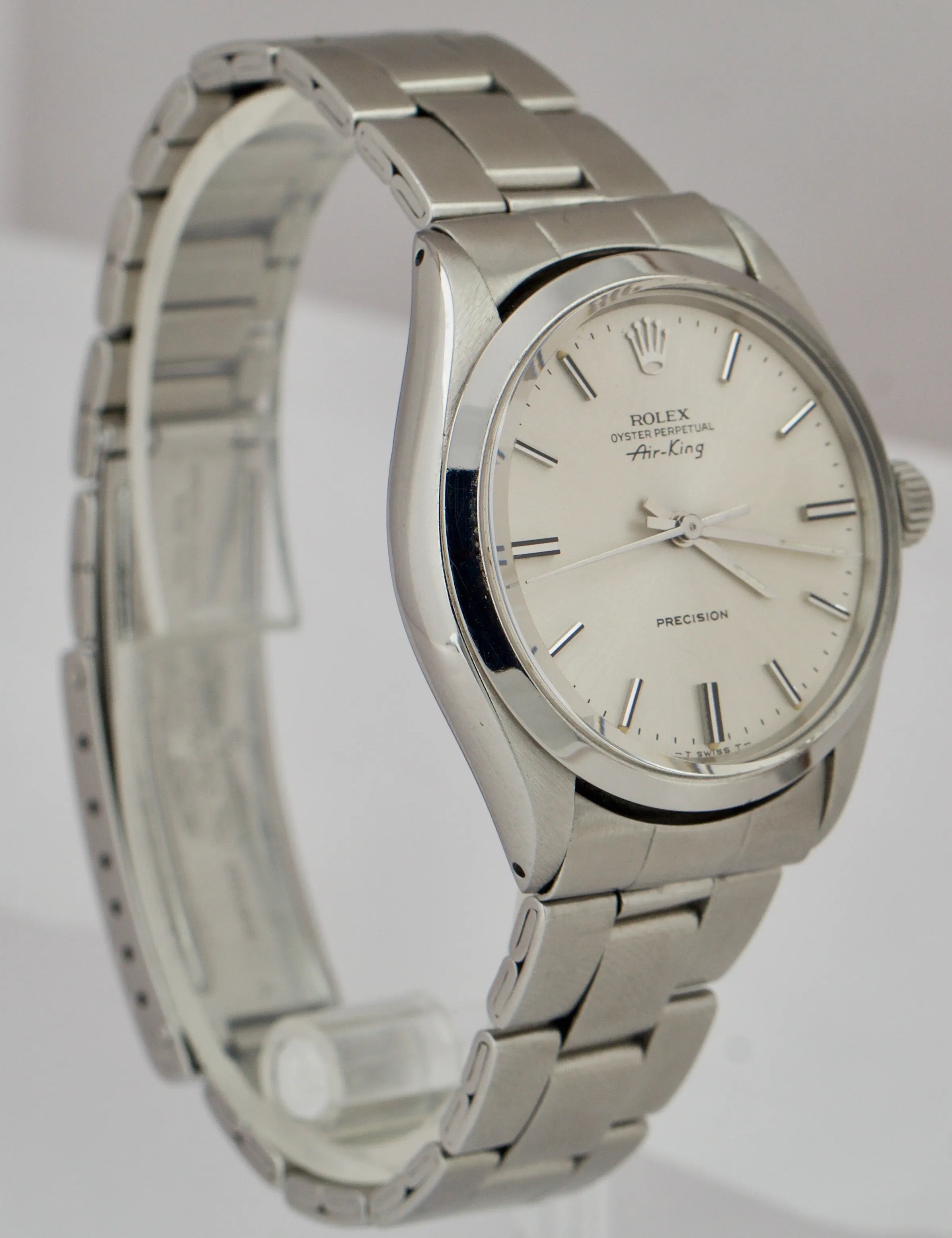 Vintage Rolex Air King Silver Stainless Steel 34mm Oyster Automatic Watch 5500