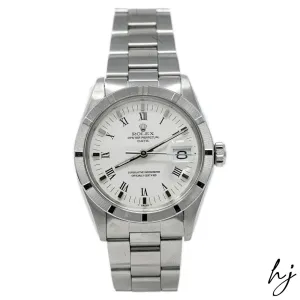 Vintage Rolex Date Stainless Steel 34mm White Roman Dial Watch Reference #: 1501