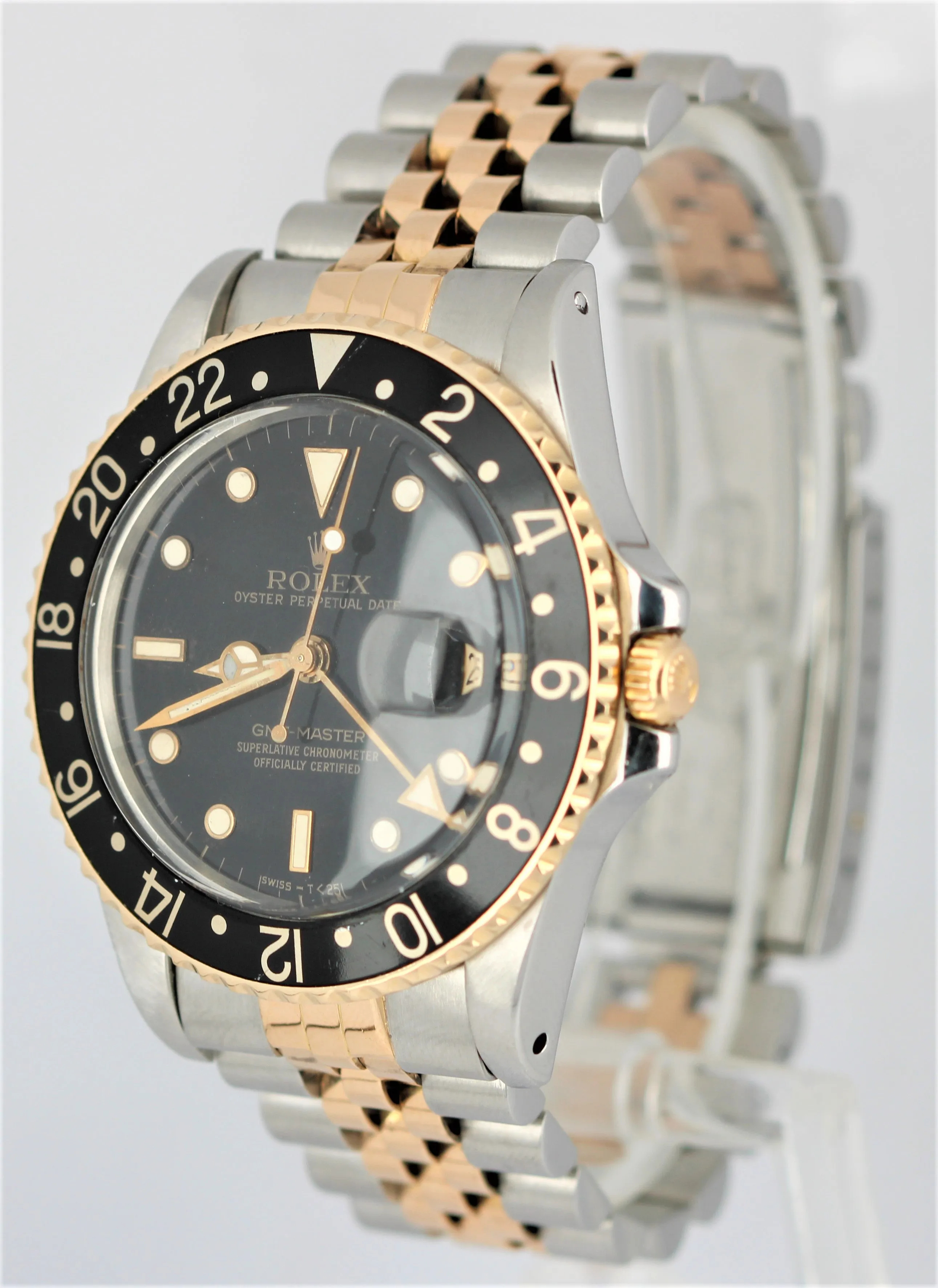 Vintage Rolex GMT-Master Two-Tone 18k Gold Stainless Black 40mm 16753 Watch