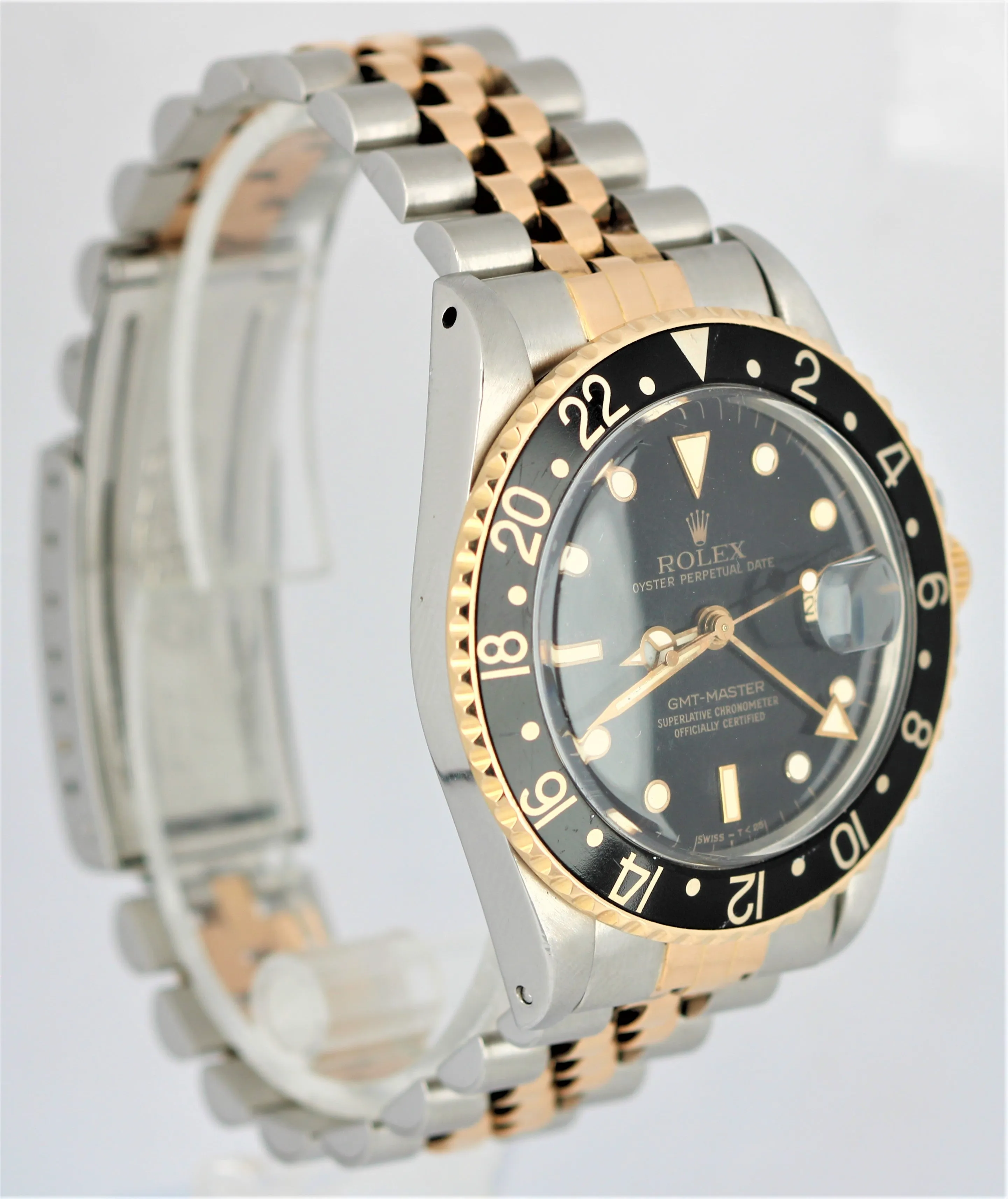 Vintage Rolex GMT-Master Two-Tone 18k Gold Stainless Black 40mm 16753 Watch