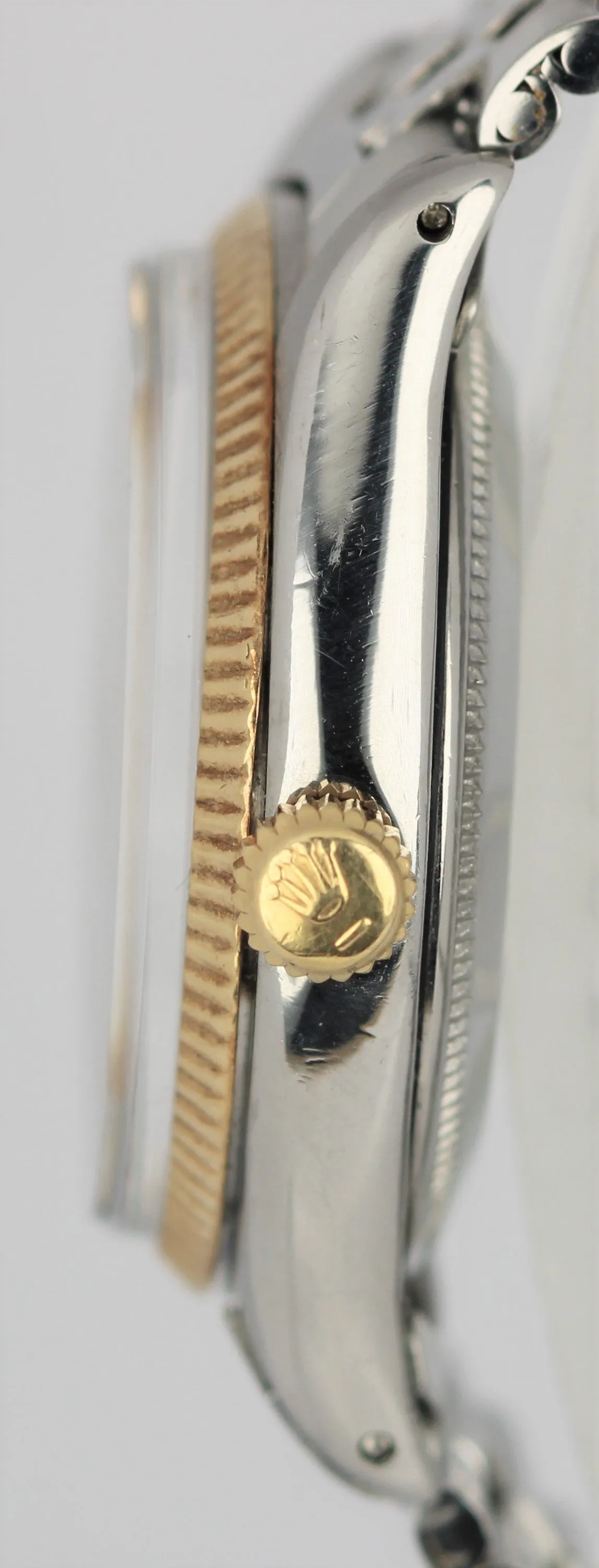 VINTAGE Rolex Oyster Perpetual Stainless Silver Dial 34mm 18k Fluted 6564 Watch