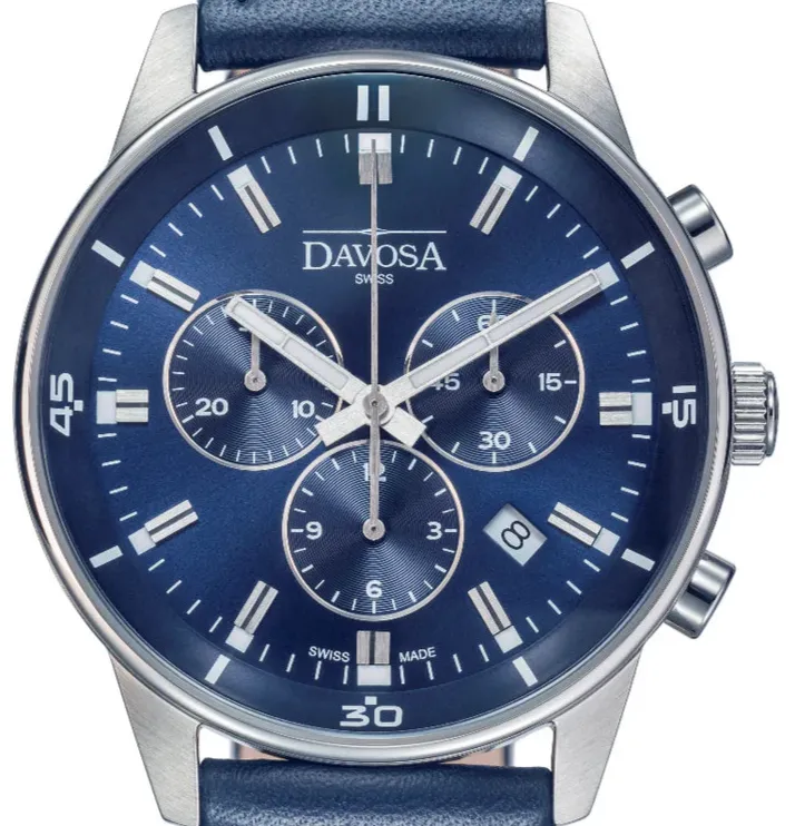 Vireo Quartz Chronograph Swiss-Made Blue Pilot Watch 16249345