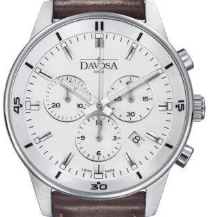 Vireo Quartz Chronograph Swiss-Made White Brown Pilot Watch 16249315
