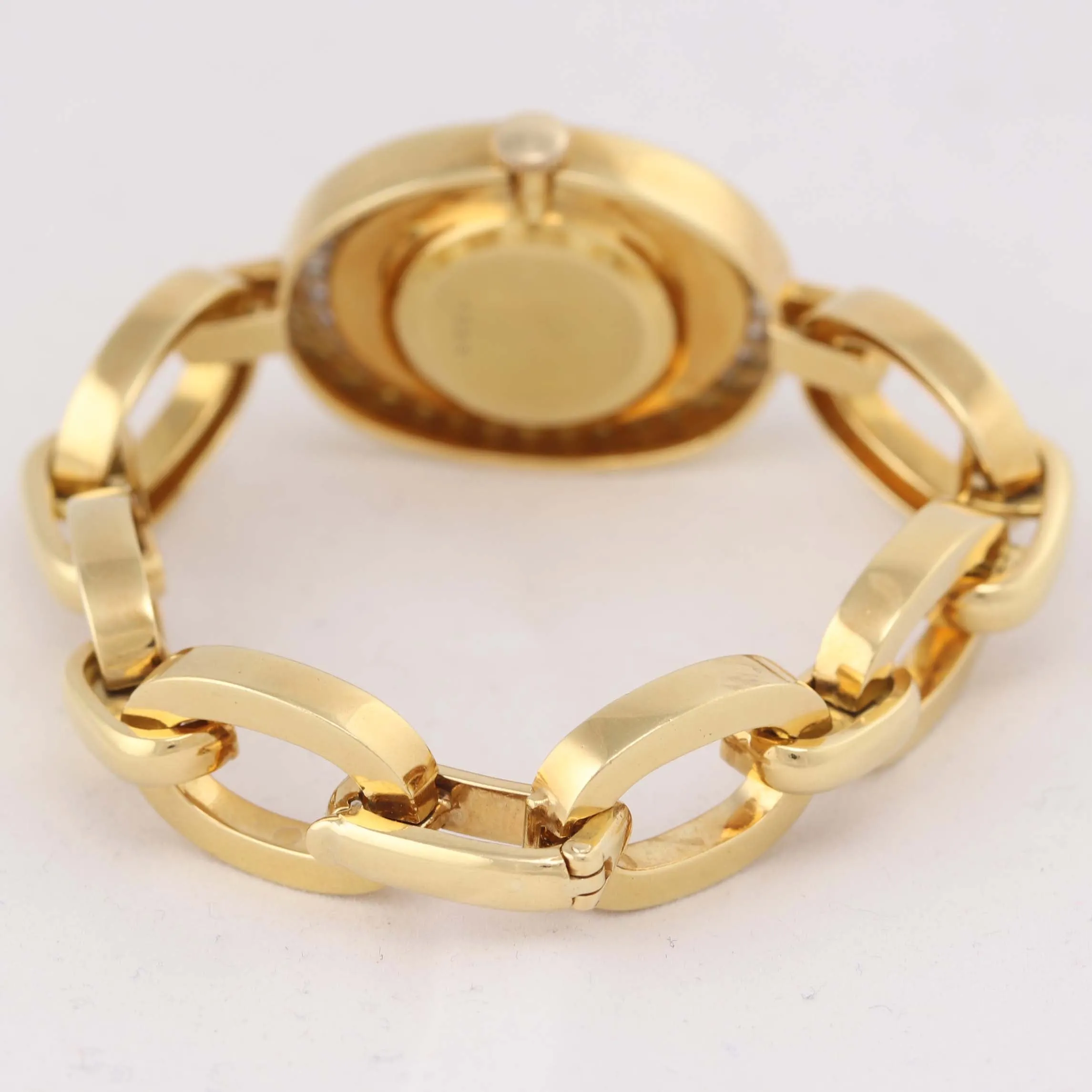 VTG Ladies David Webb 18k Yellow Gold Platinum Diamond Bracelet Oval Watch D8