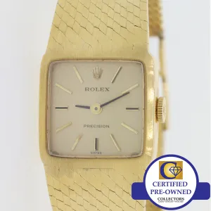 VTG Ladies Rolex 18k Solid Yellow Gold Precision 1400 Stick Manual Wind Watch A8