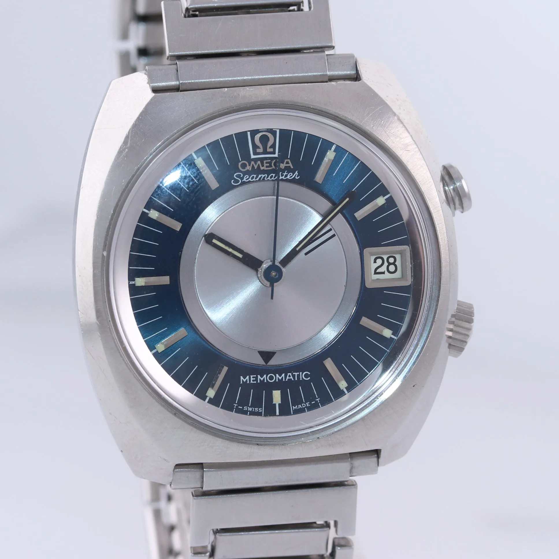 VTG Omega Seamaster Memomatic Steel 166.072 Alarm Automatic Cal 980 40mm Watch