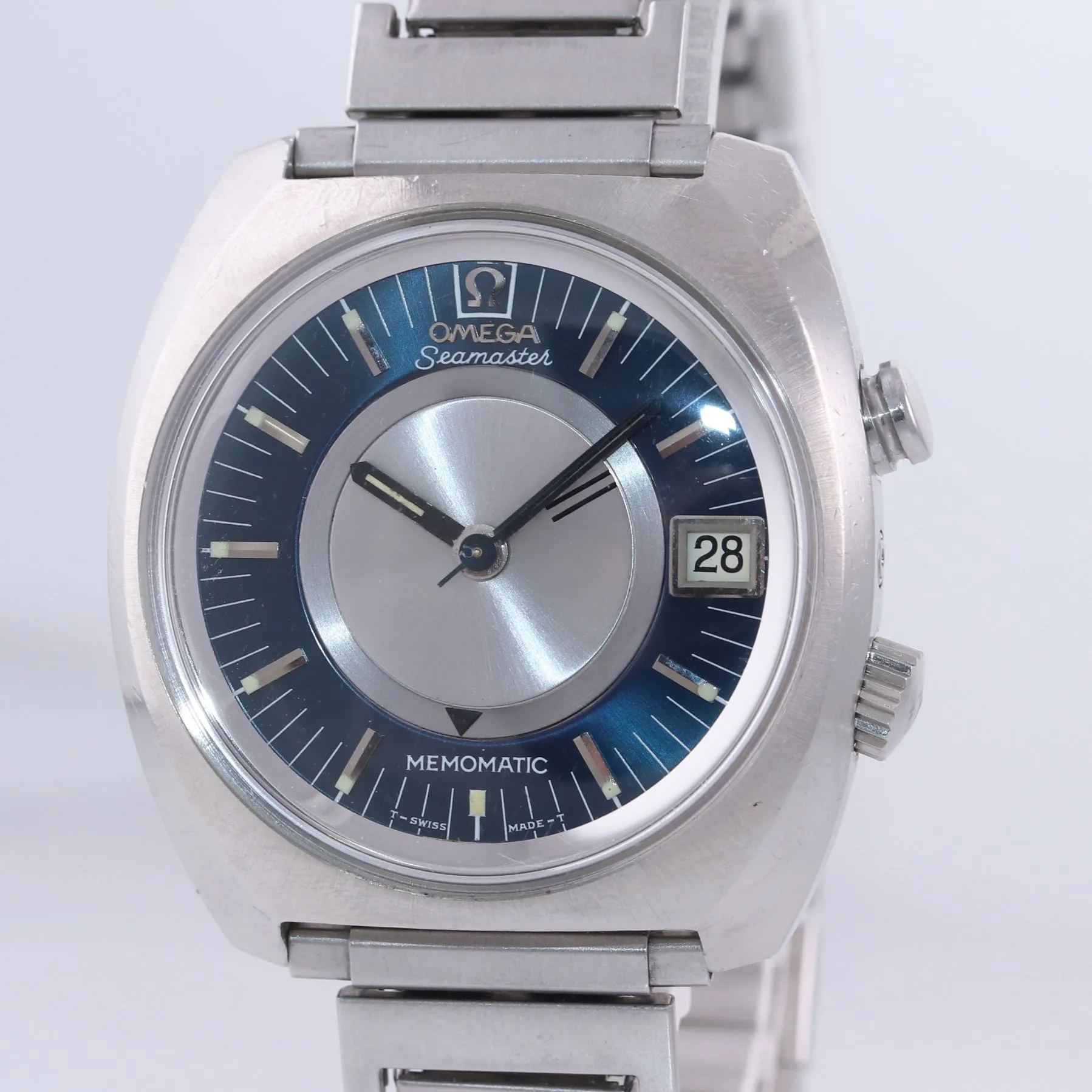 VTG Omega Seamaster Memomatic Steel 166.072 Alarm Automatic Cal 980 40mm Watch