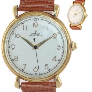 VTG Rolex Precision Solid 18k Yellow Gold 4516 33mm Tear Drop Arabic Dial Watch