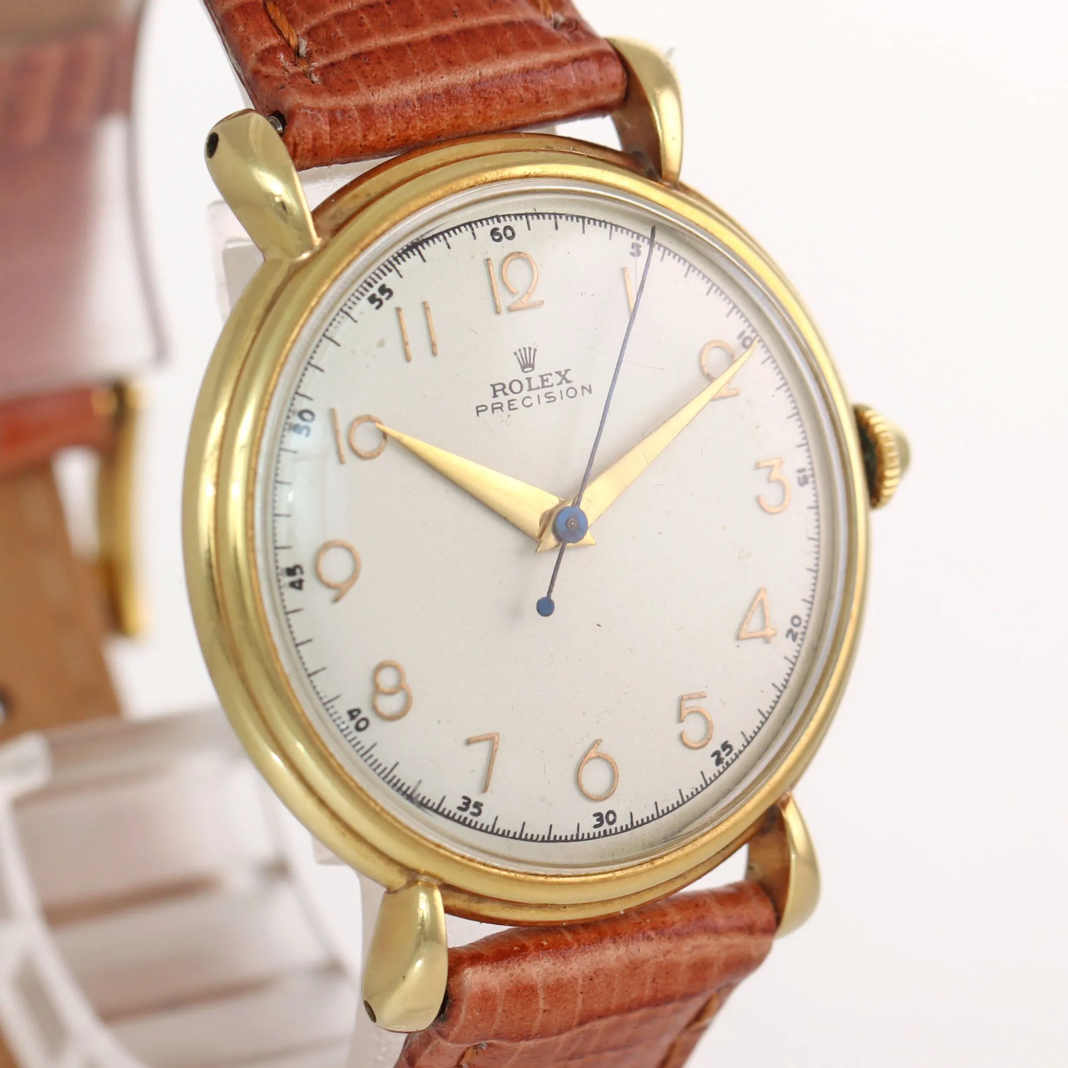 VTG Rolex Precision Solid 18k Yellow Gold 4516 33mm Tear Drop Arabic Dial Watch