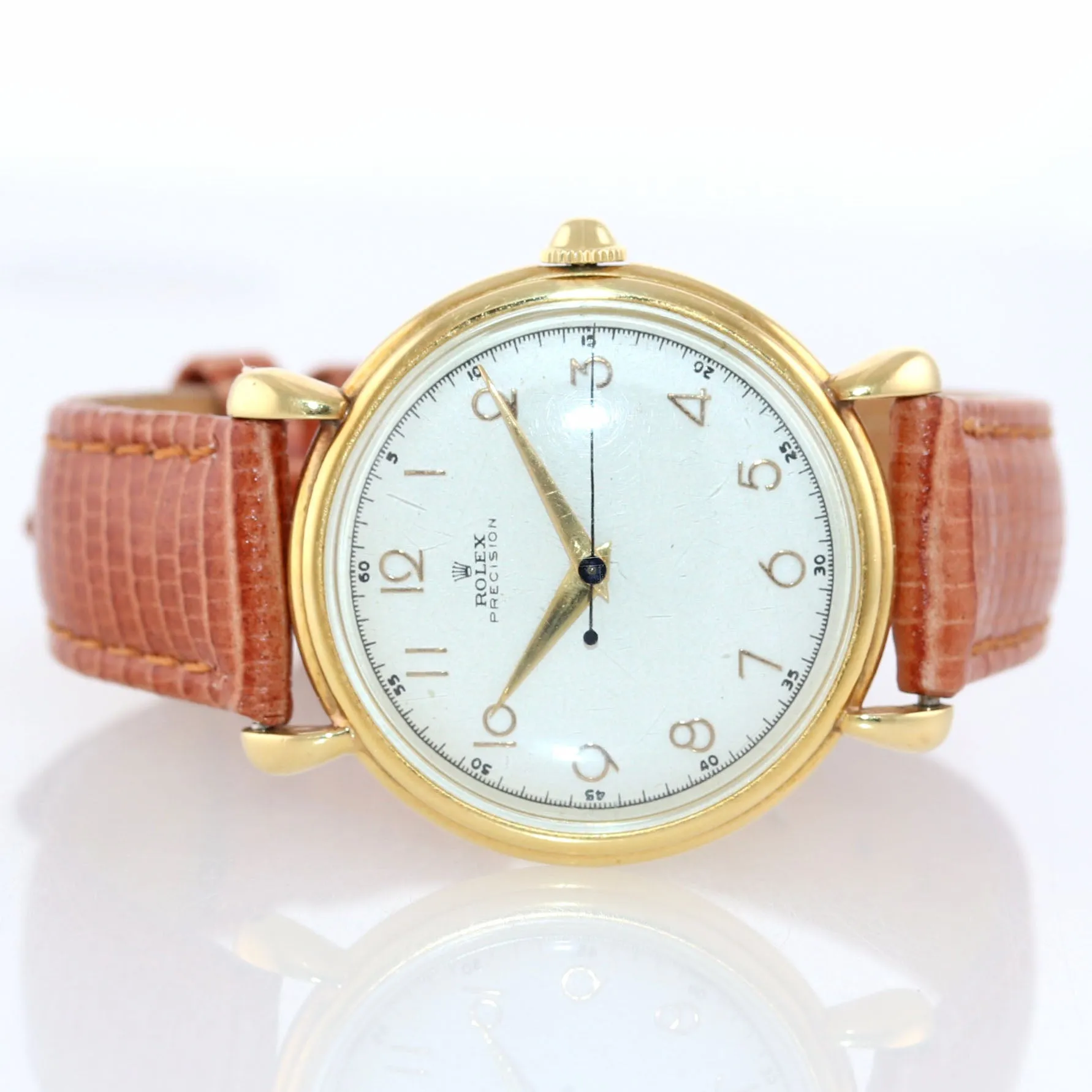 VTG Rolex Precision Solid 18k Yellow Gold 4516 33mm Tear Drop Arabic Dial Watch