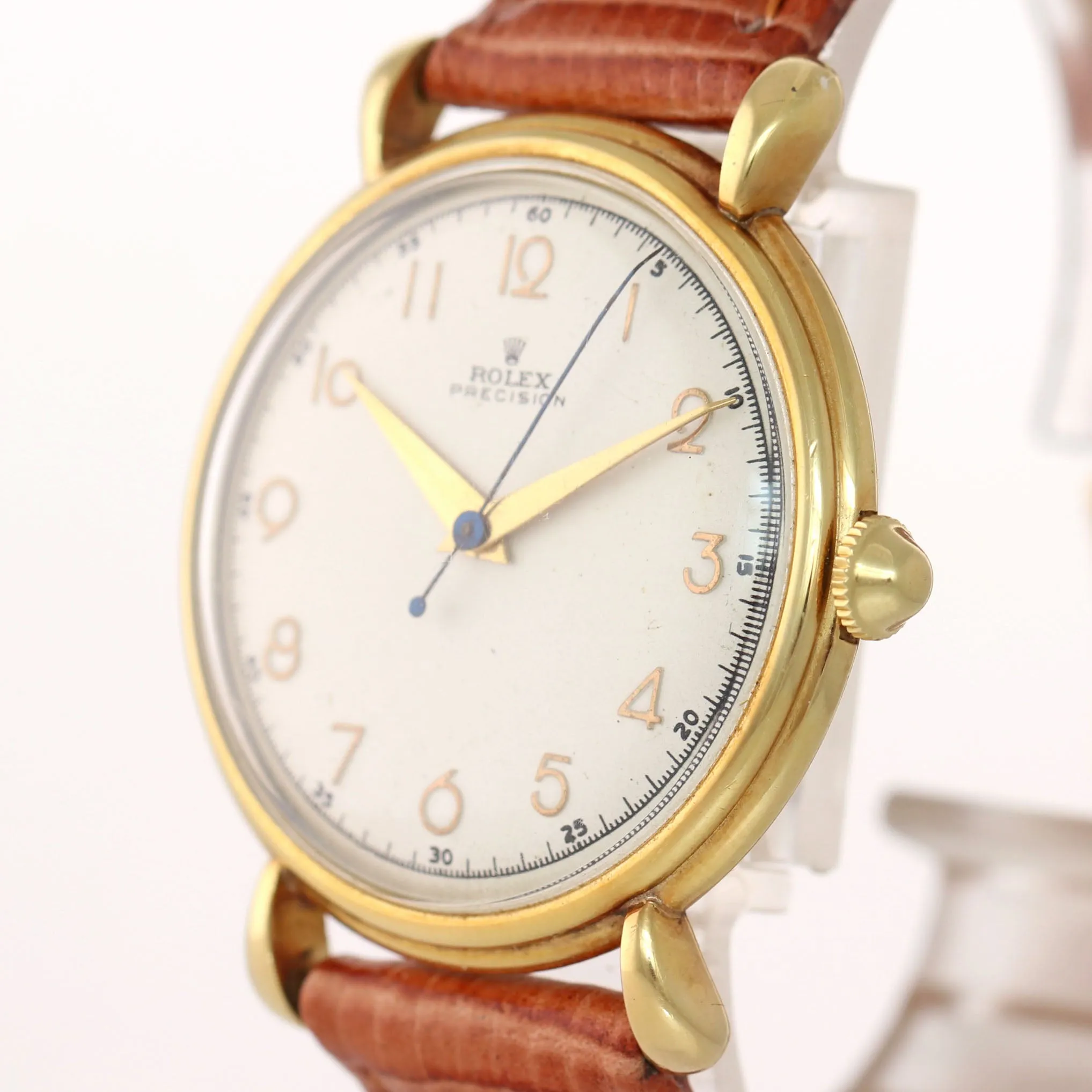 VTG Rolex Precision Solid 18k Yellow Gold 4516 33mm Tear Drop Arabic Dial Watch