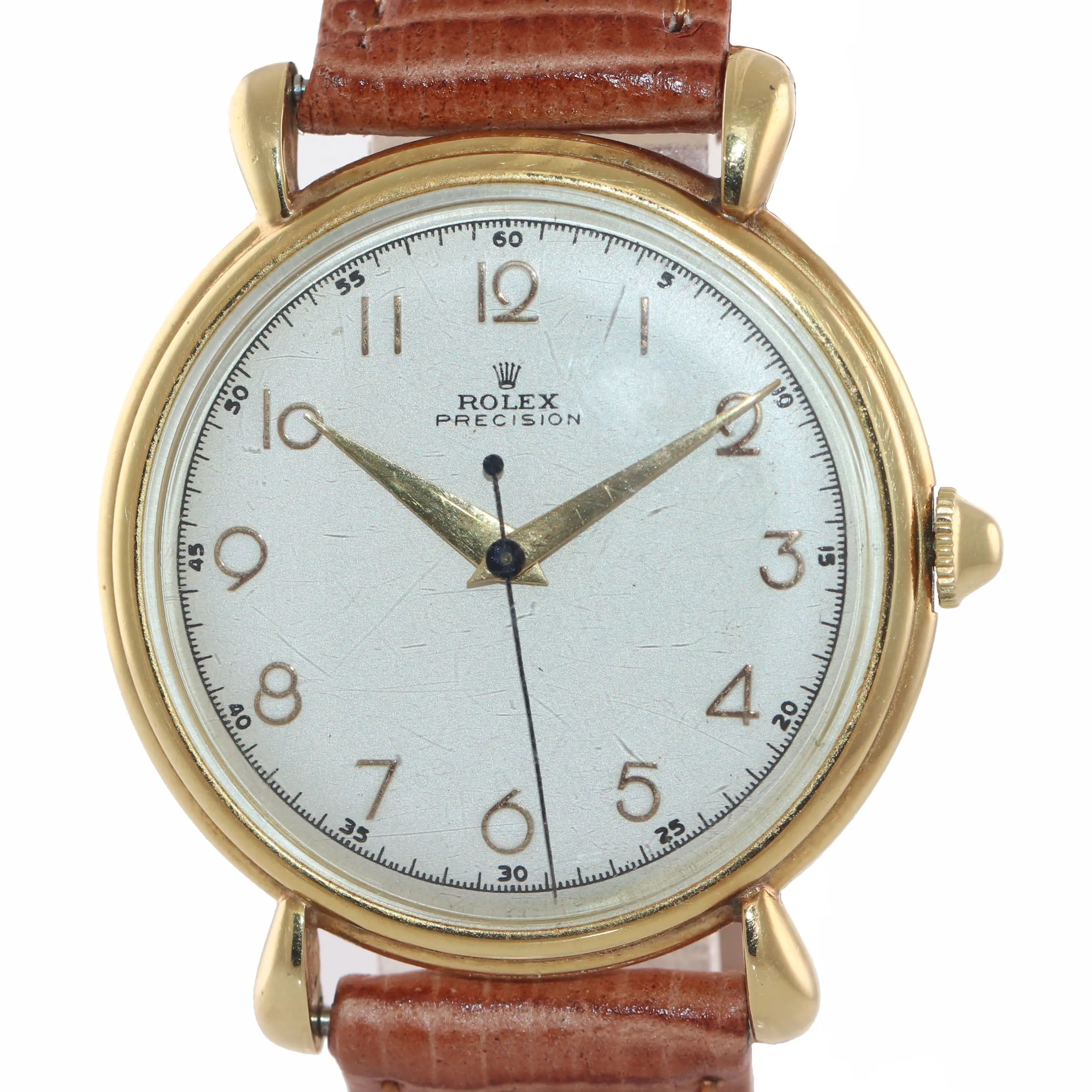 VTG Rolex Precision Solid 18k Yellow Gold 4516 33mm Tear Drop Arabic Dial Watch