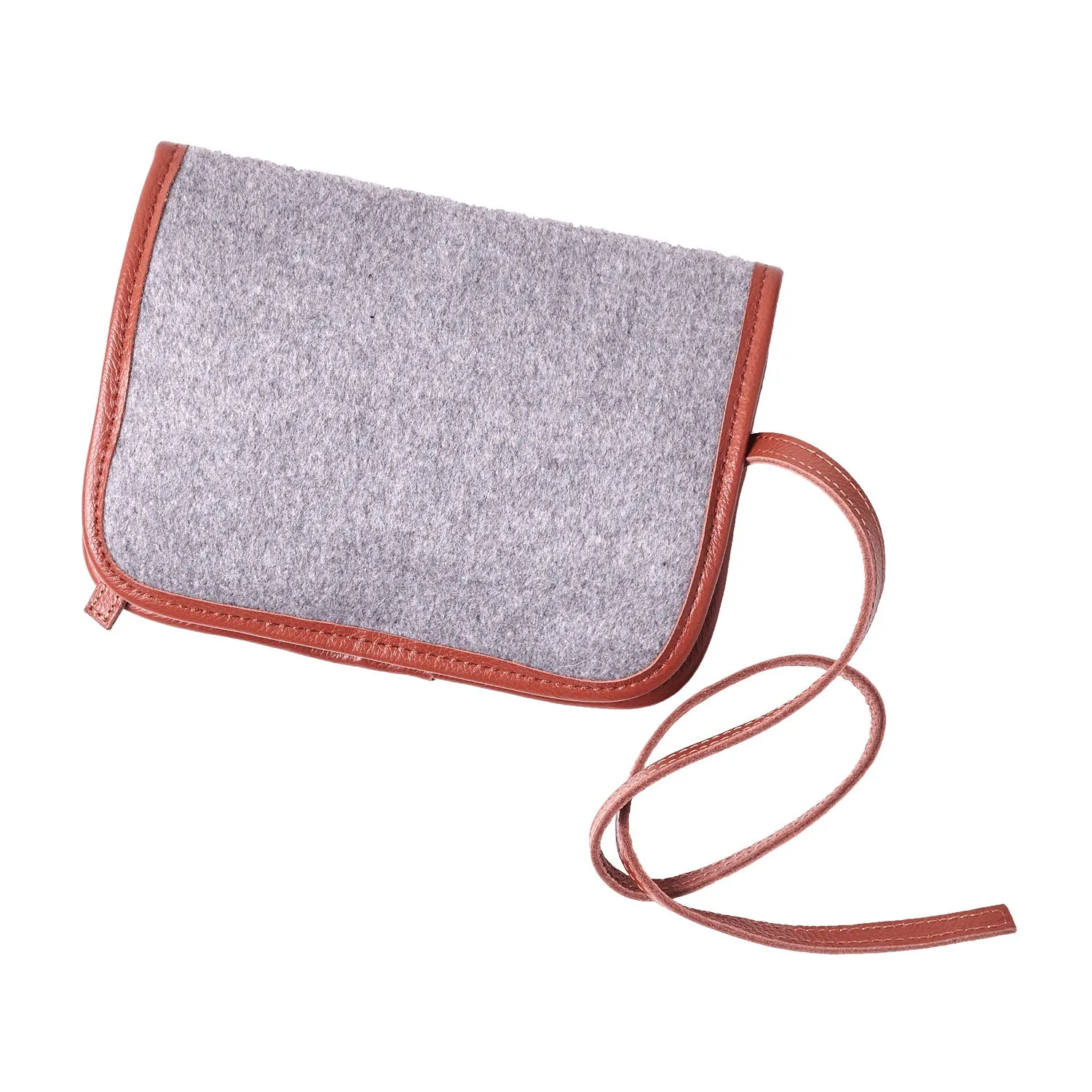 W&S Watch Roll - Brown Leather | Grey Wool - 2 Slot