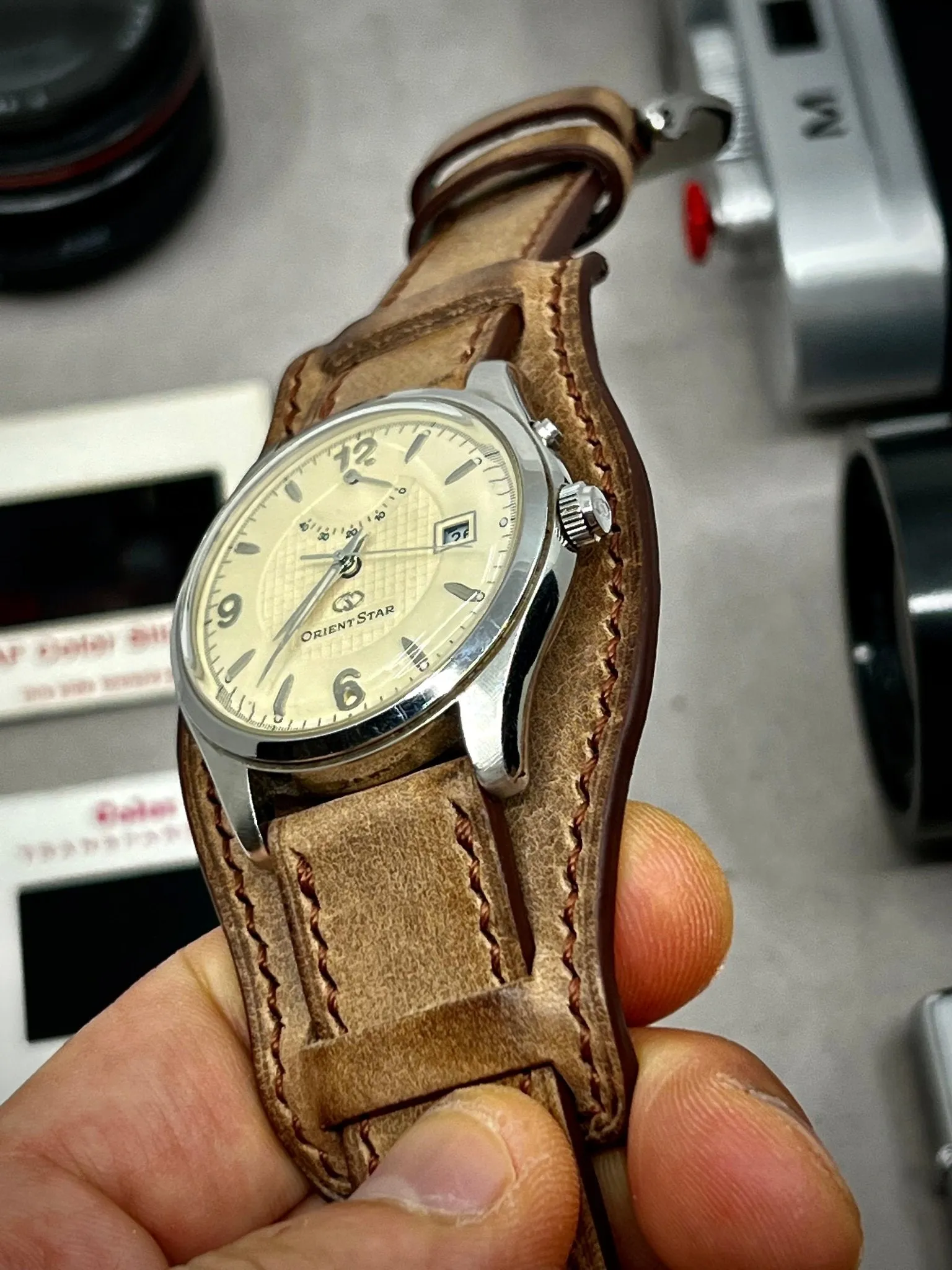 Watch Band 20mm, Leather watch strap, Cuff band, Leather bund strap, watch strap 19mm, Vintage Brown wristwatch Band