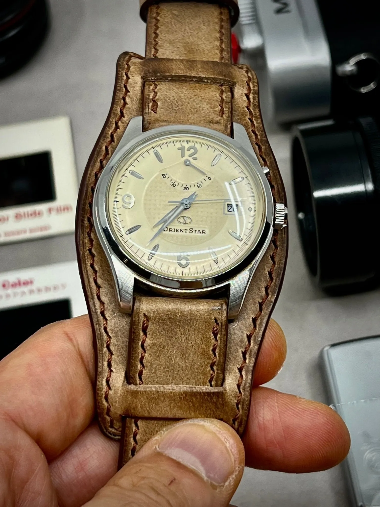 Watch Band 20mm, Leather watch strap, Cuff band, Leather bund strap, watch strap 19mm, Vintage Brown wristwatch Band
