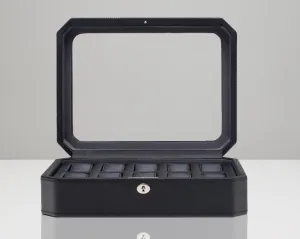 WOLF Windsor 10 Piece Watch Box with Cover (Black)