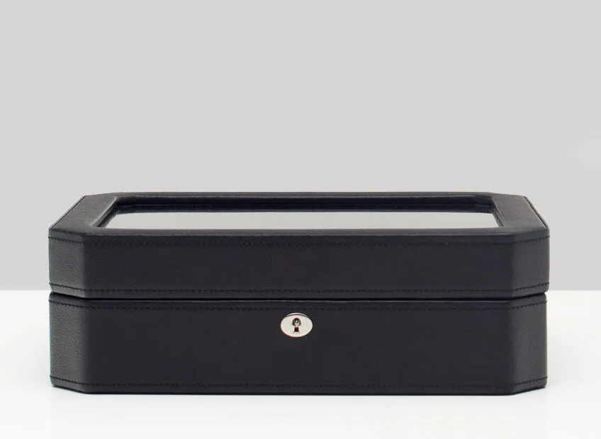 WOLF Windsor 10 Piece Watch Box with Cover (Black)