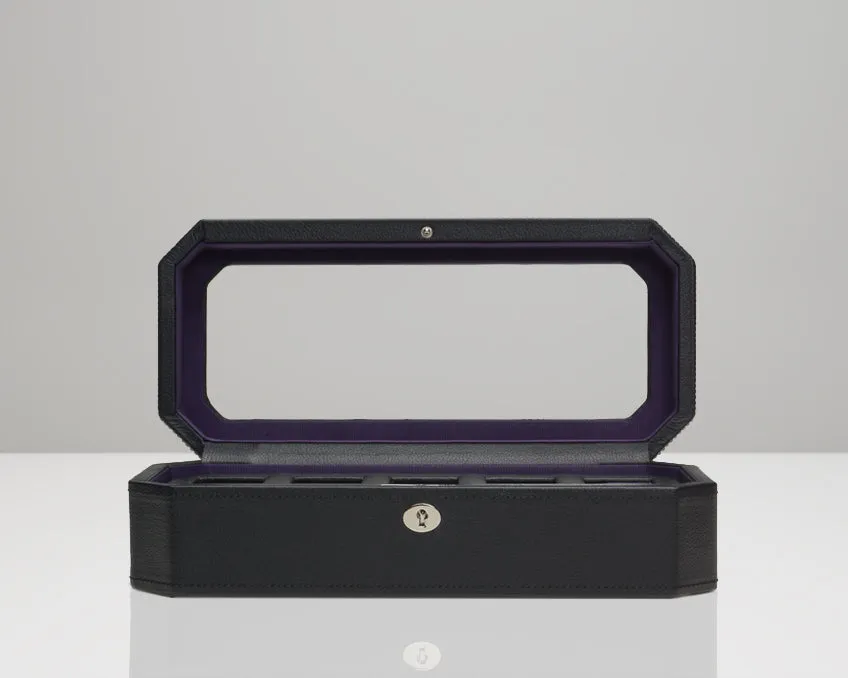WOLF Windsor 5 Piece Watch Box with Cover (Black/Purple)